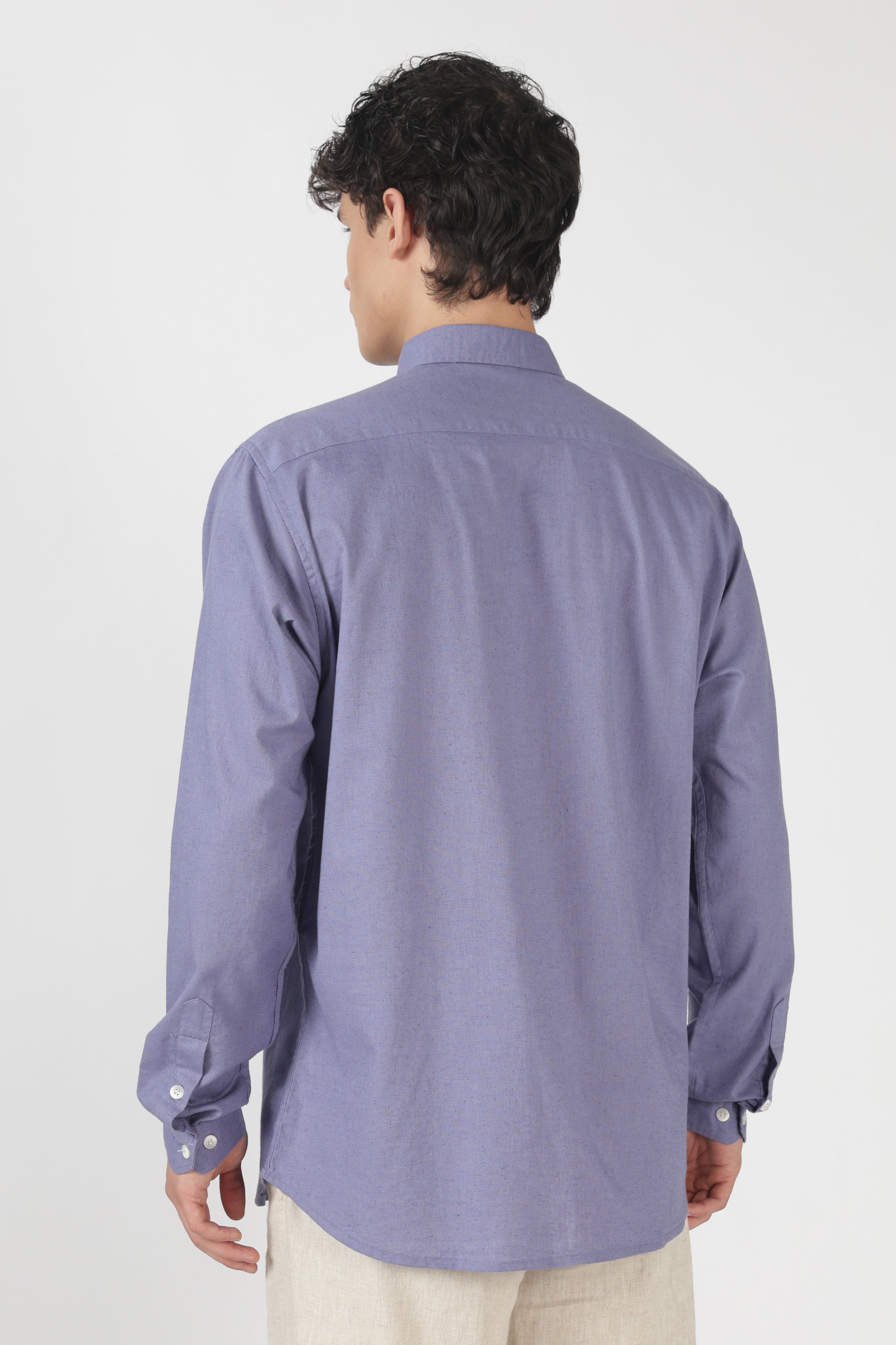Humming Crest Cotton Regular Fit Purple Embroidered Shirt