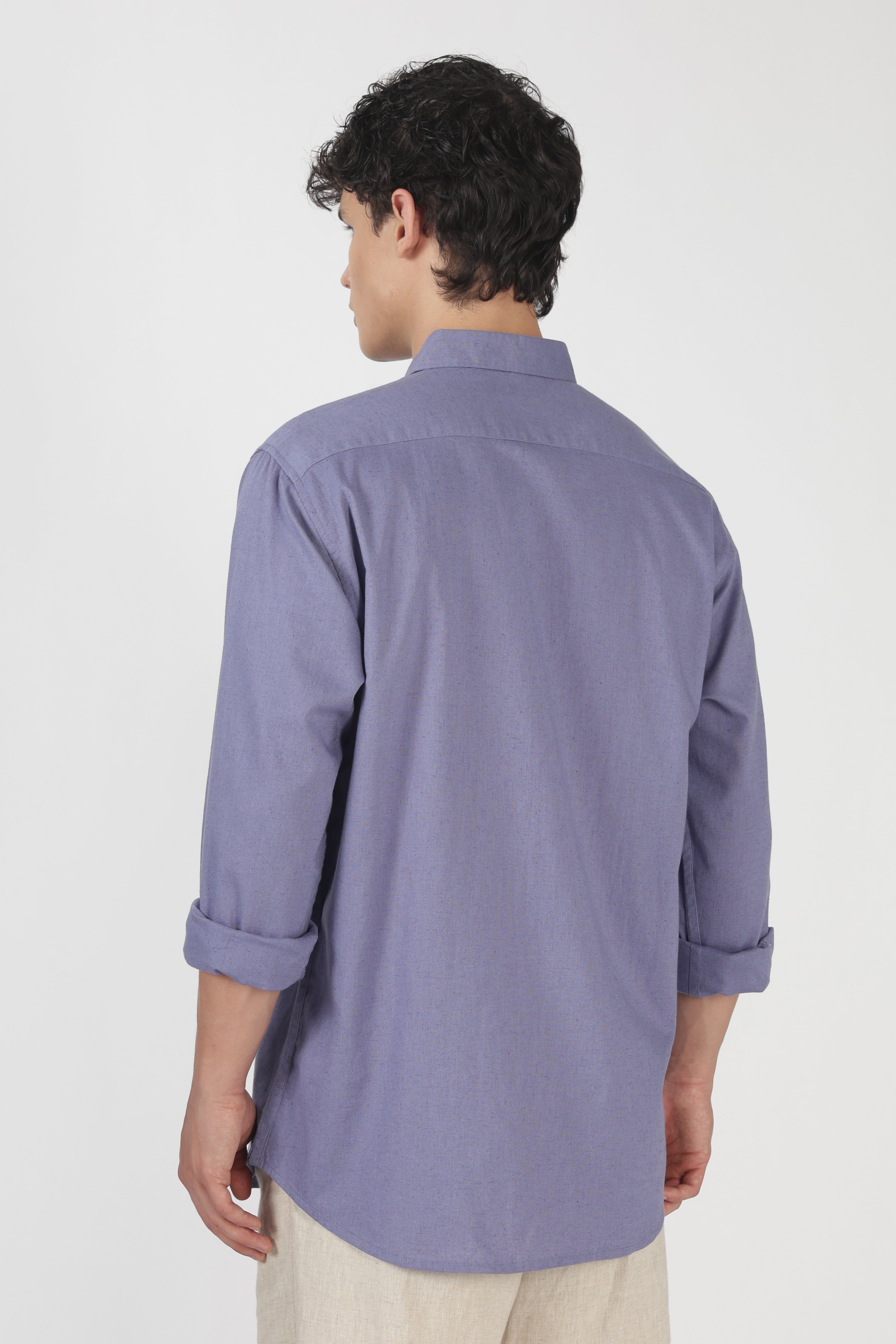 Drift Sail Cotton Regular Fit Purple Embroidered Shirt