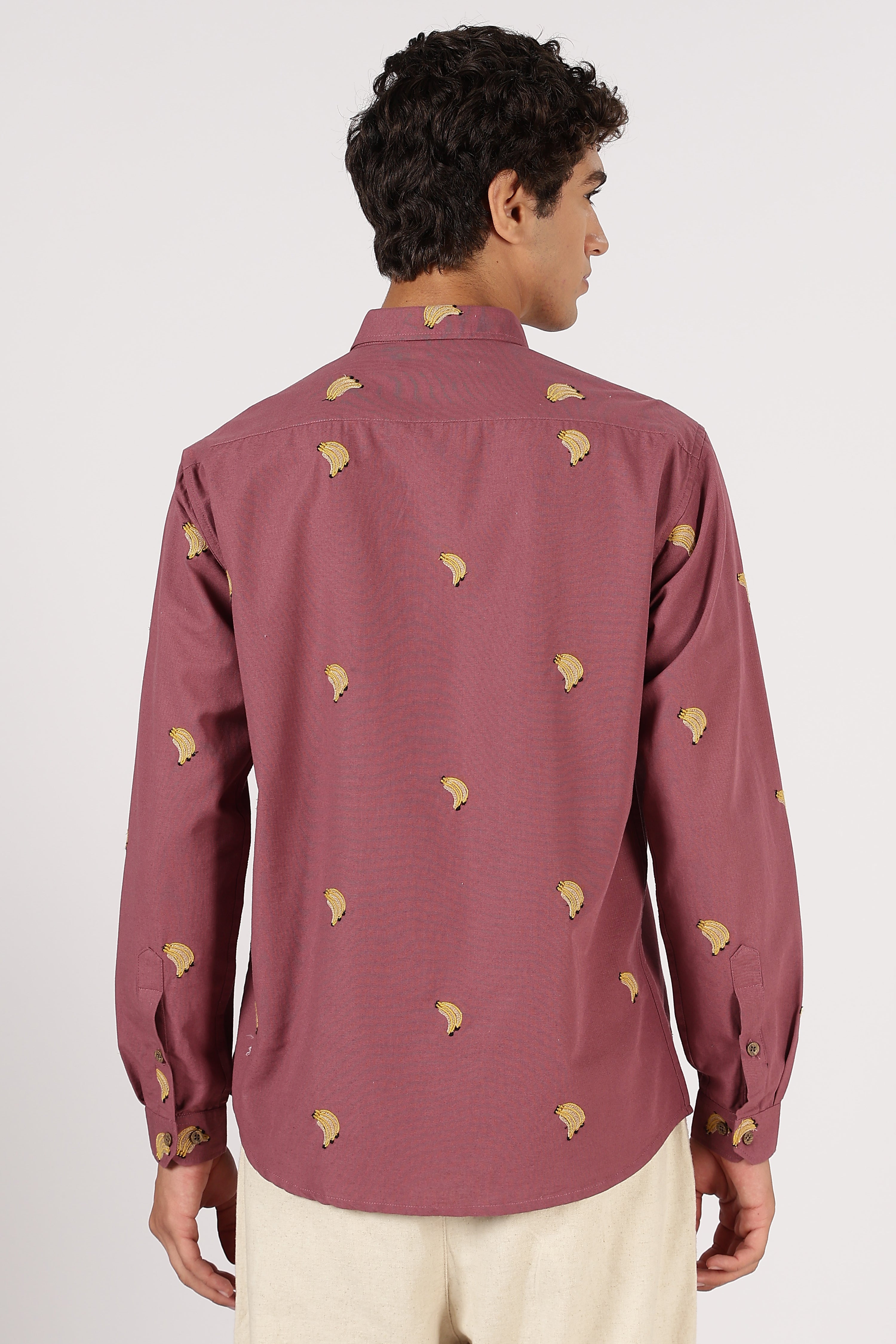 Berry Banana Motif Embroidered Shirt