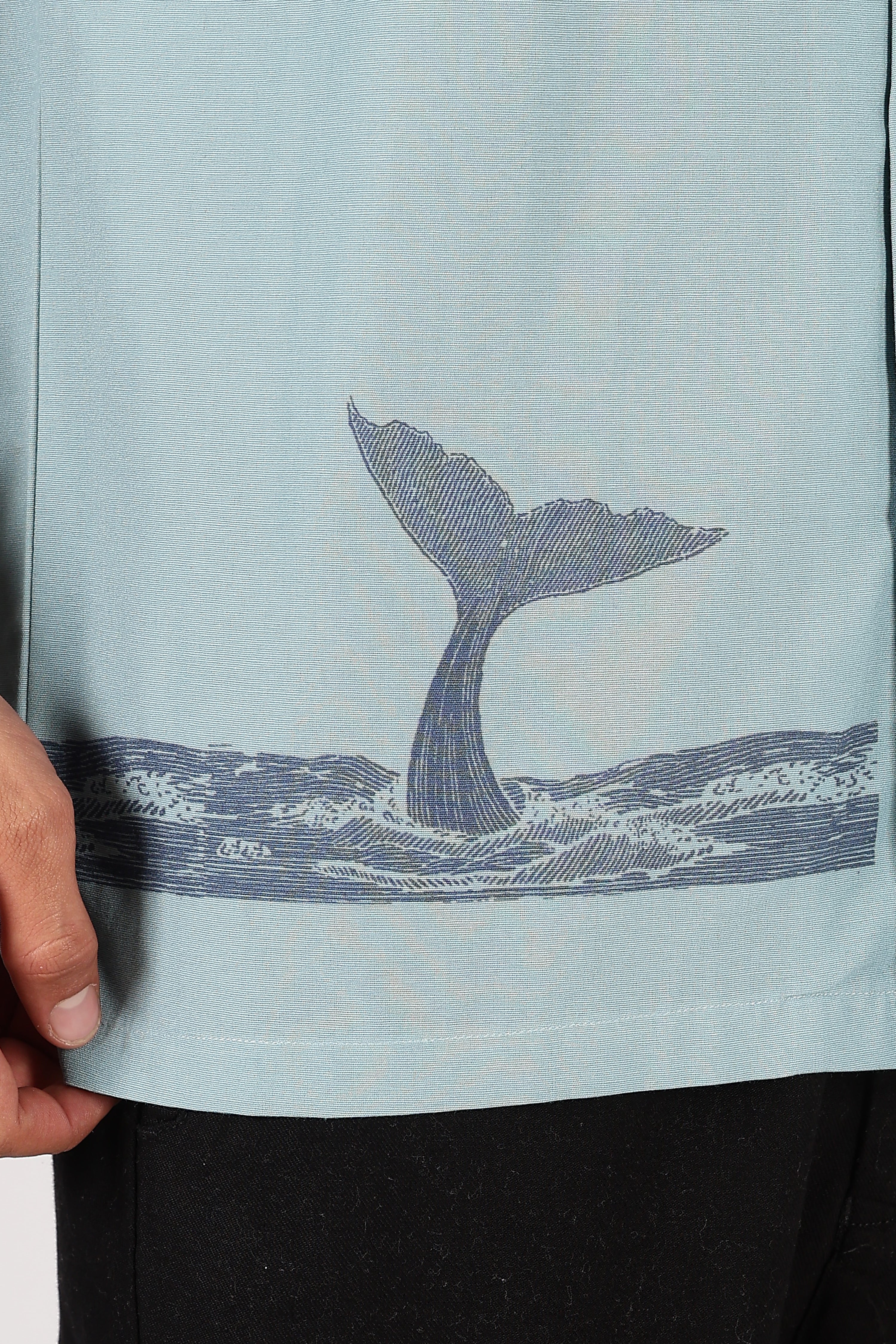 Seafoam Ocean Voyager Cotton Box Fit Sky Printed Shirt