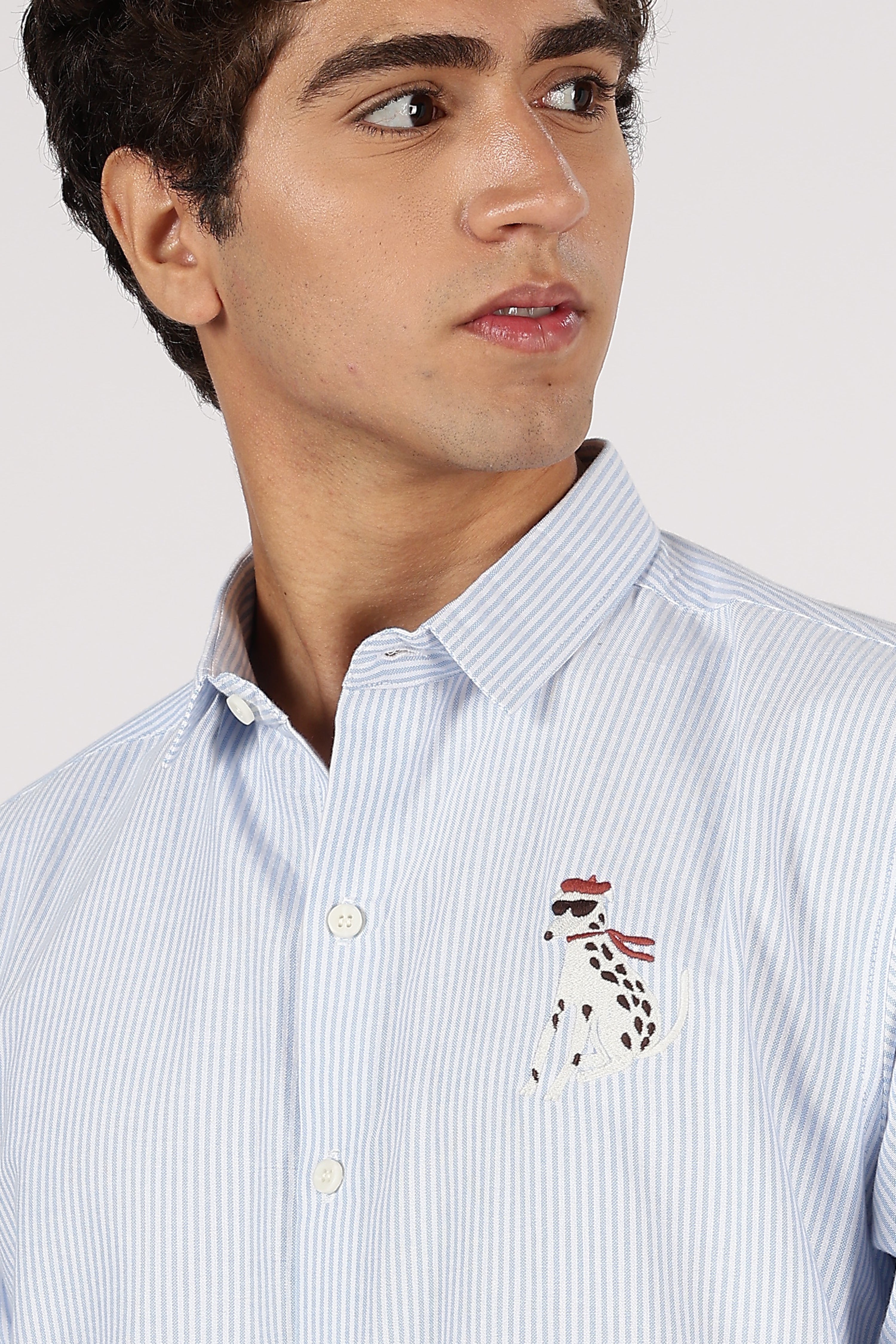 101 Dalmatians Cotton Regular Fit Blue Striped Shirt