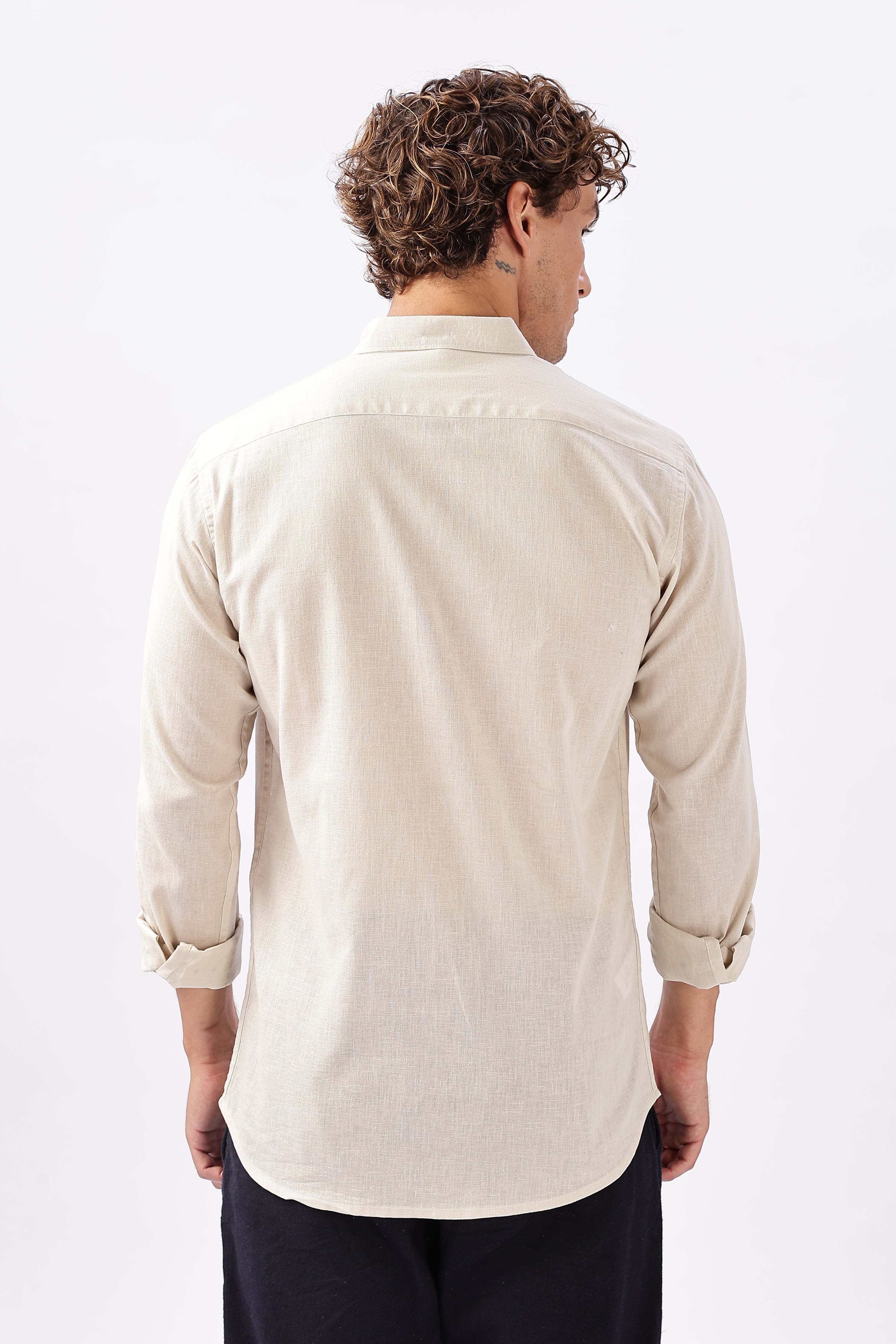 Brussels Beige Cotton-Linen Essential Shirt