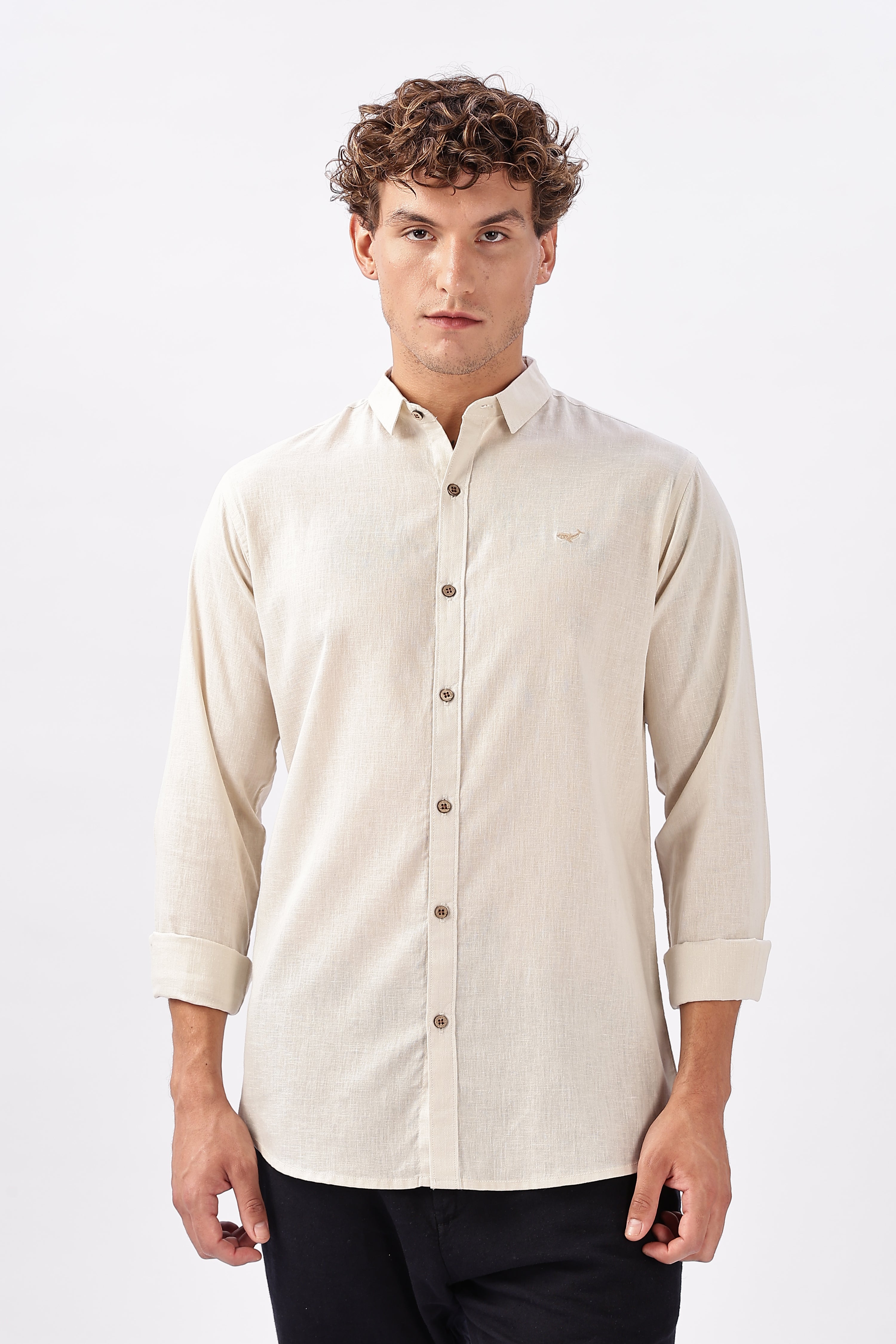 Brussels Beige Cotton-Linen Essential Shirt