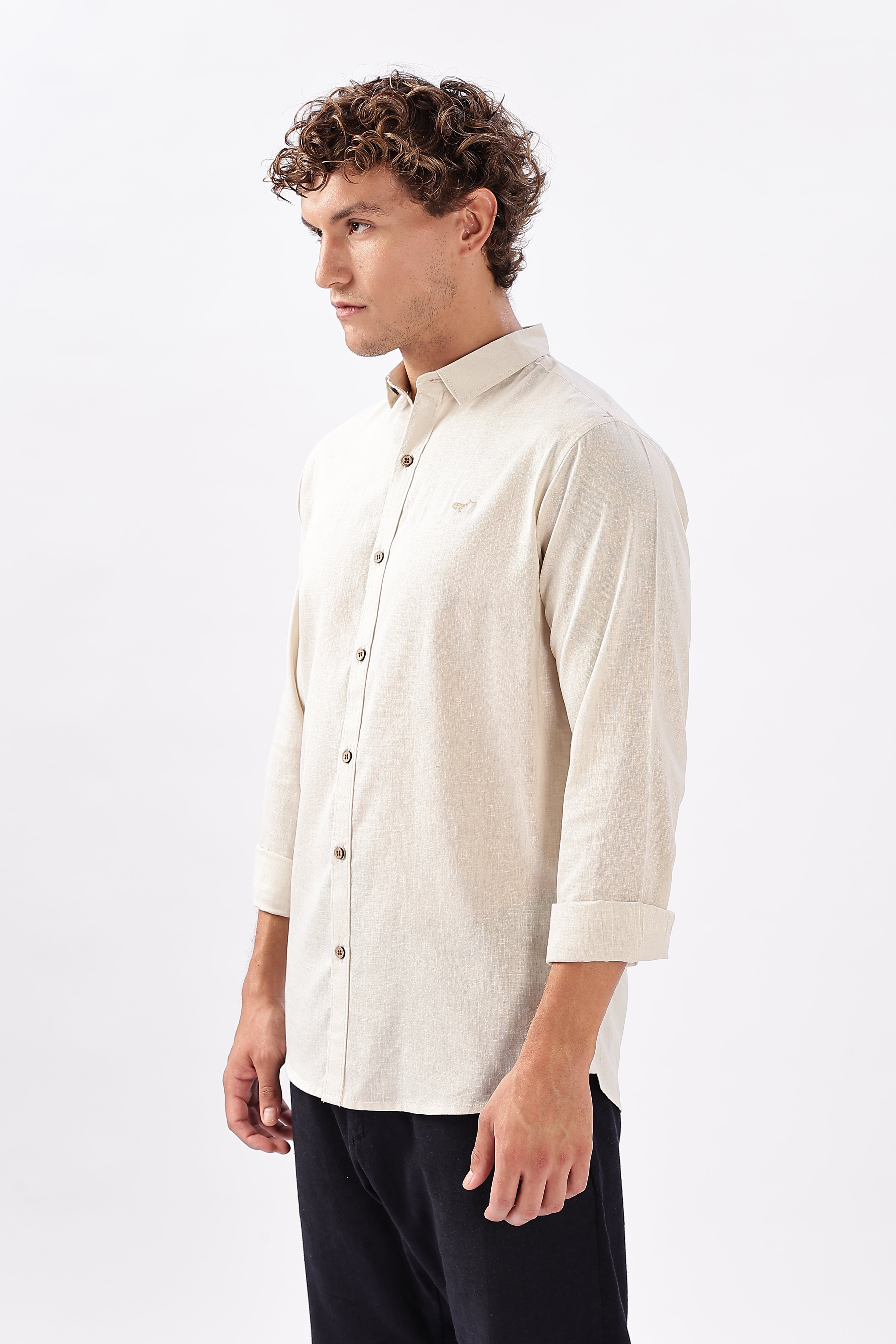 Brussels Beige Cotton-Linen Essential Shirt