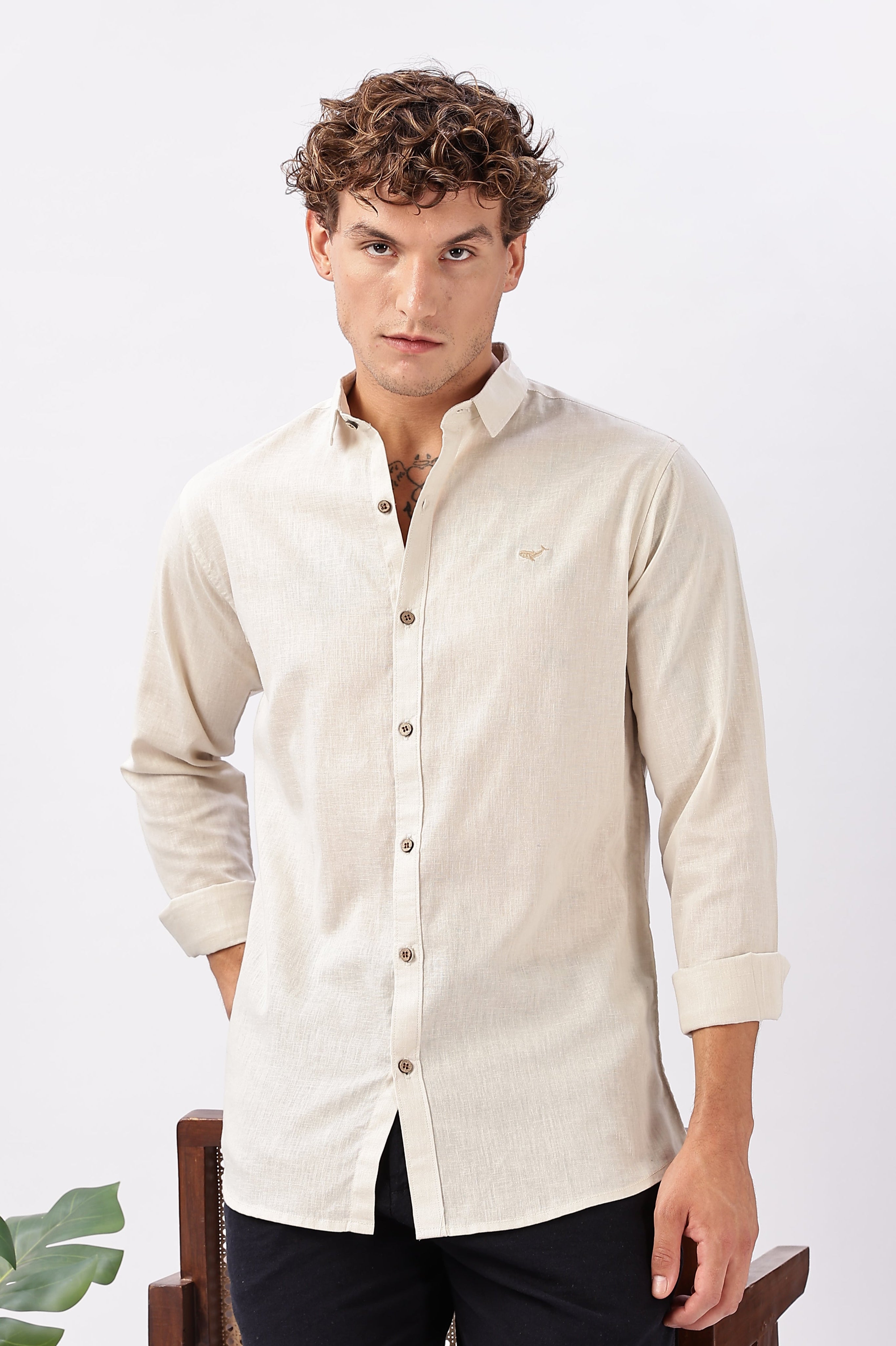 Brussels Beige Cotton-Linen Essential Shirt