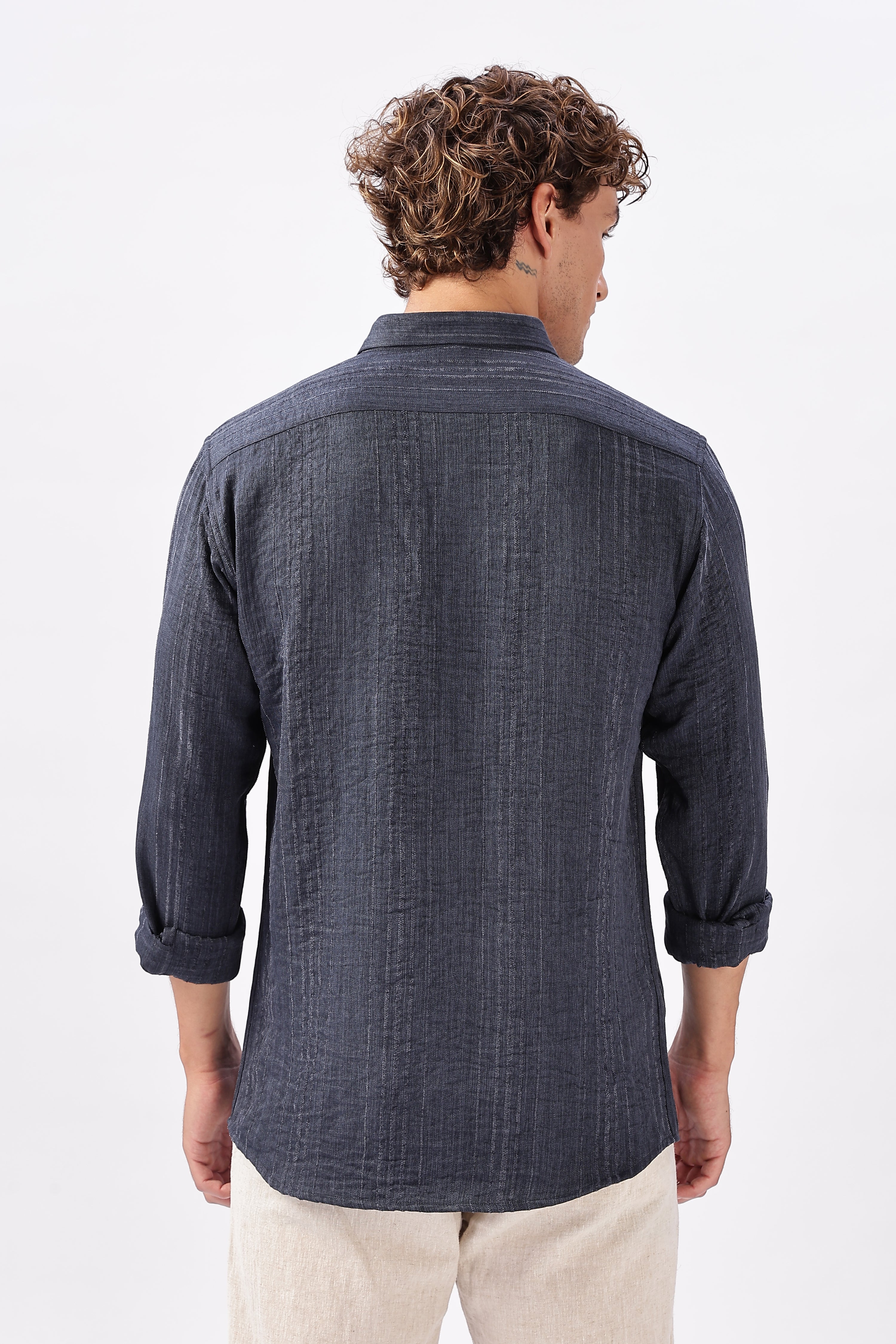 Midnight Mesa Embroidered Indigo Stripe Shirt