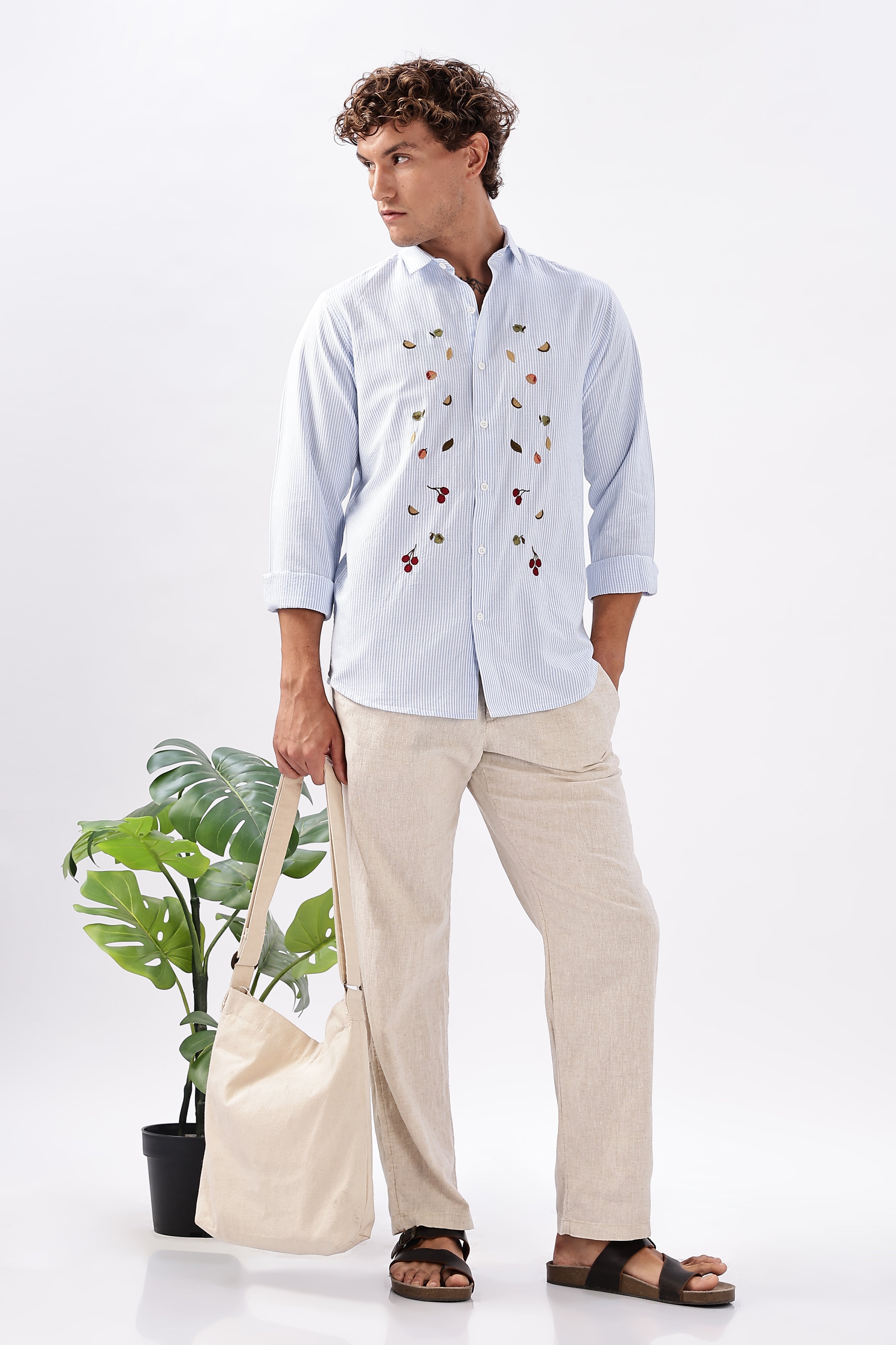 Blue Haven Botanical Embroidery Shirt