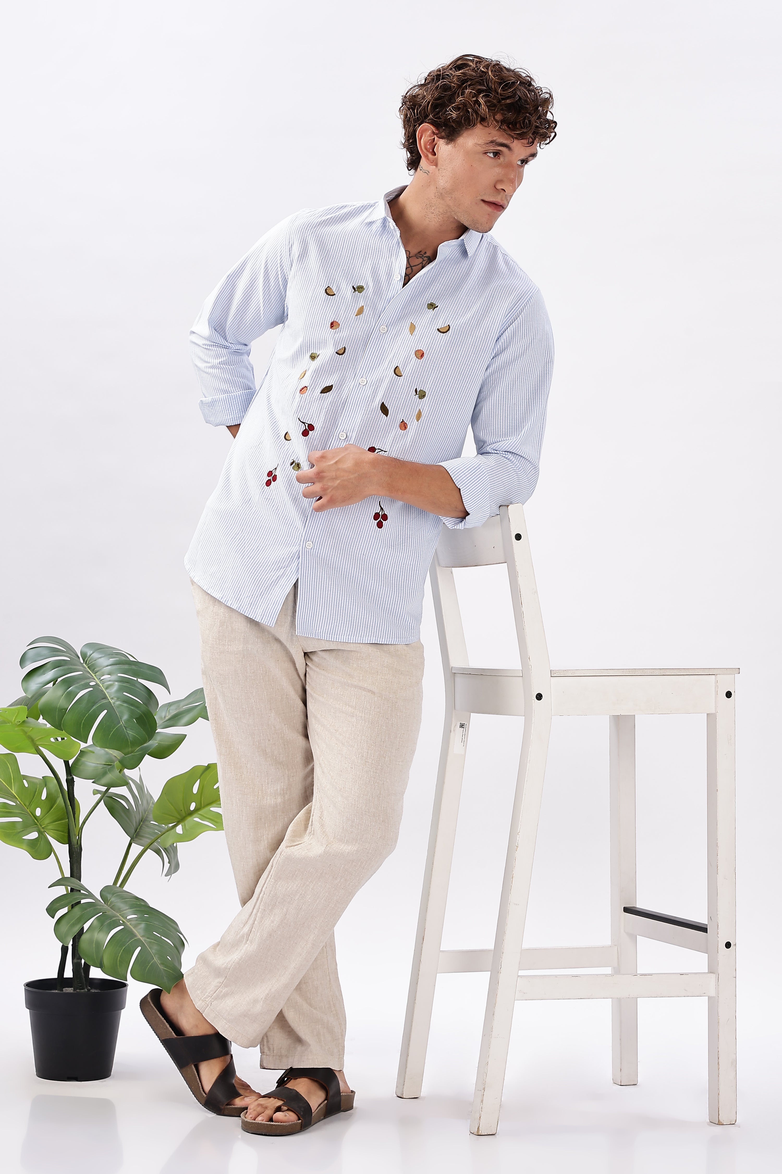 Blue Haven Botanical Embroidery Shirt