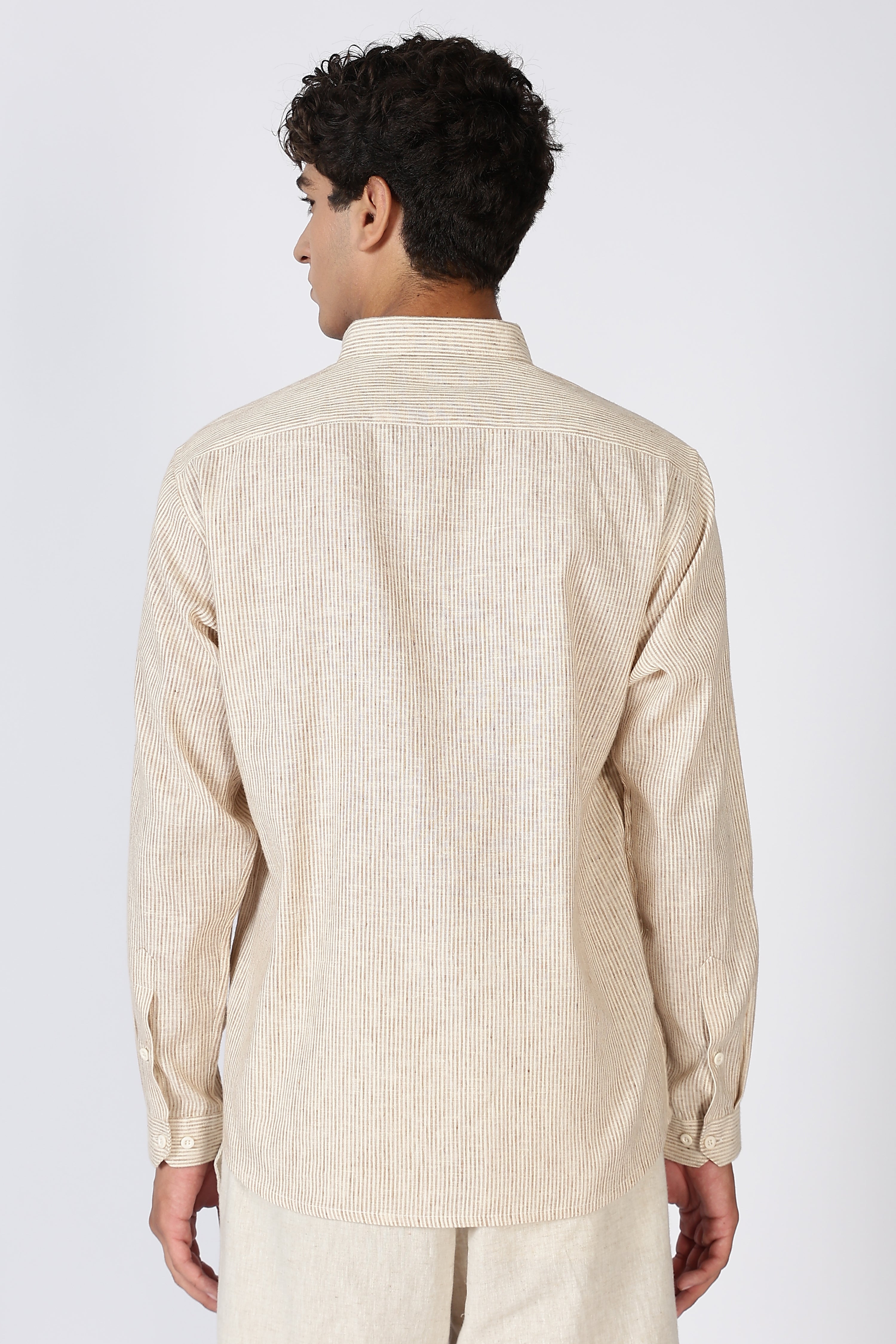 Rustic Haven Mountain Embroidered Striped Shirt