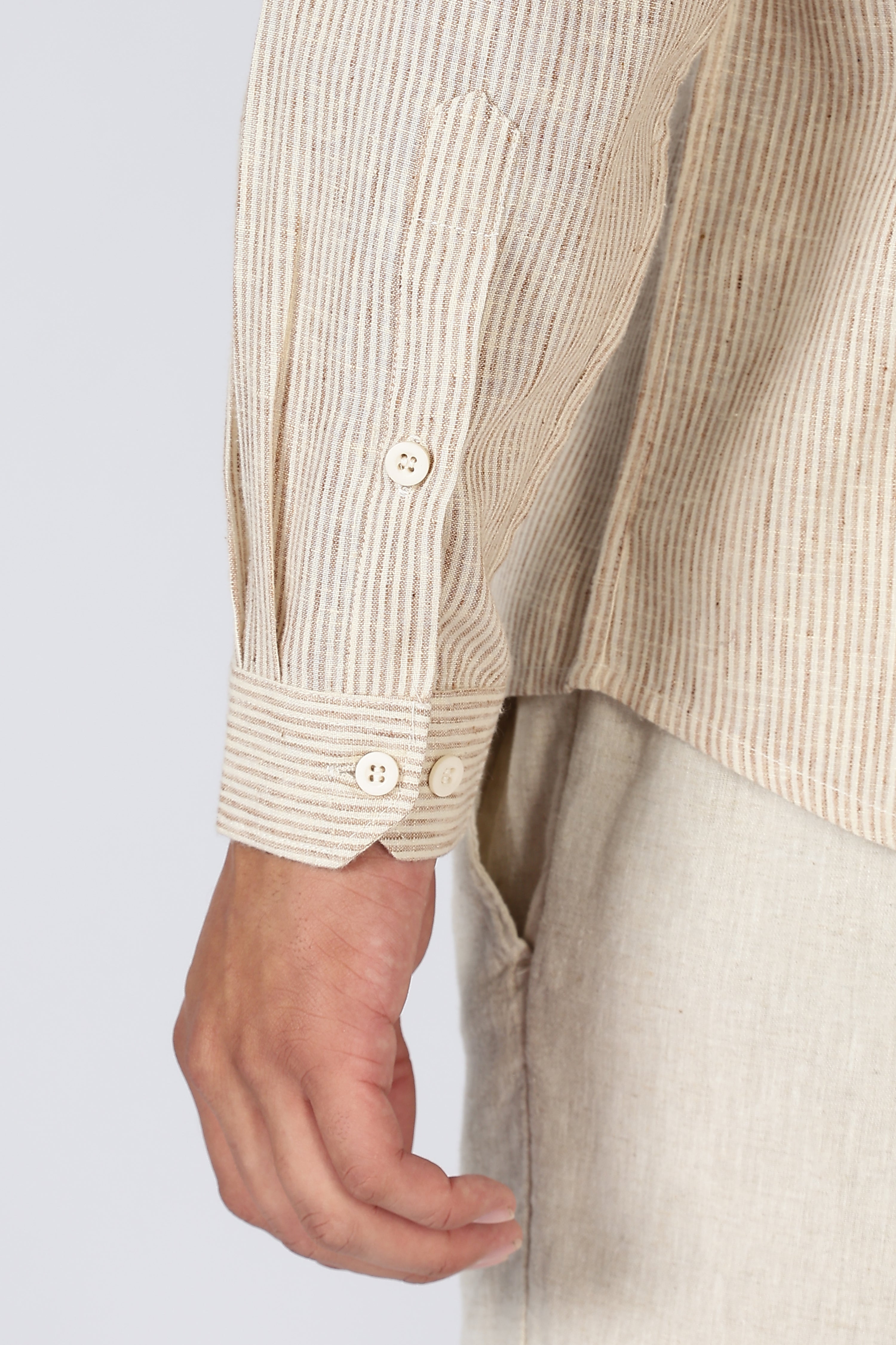 Rustic Haven Mountain Embroidered Striped Shirt