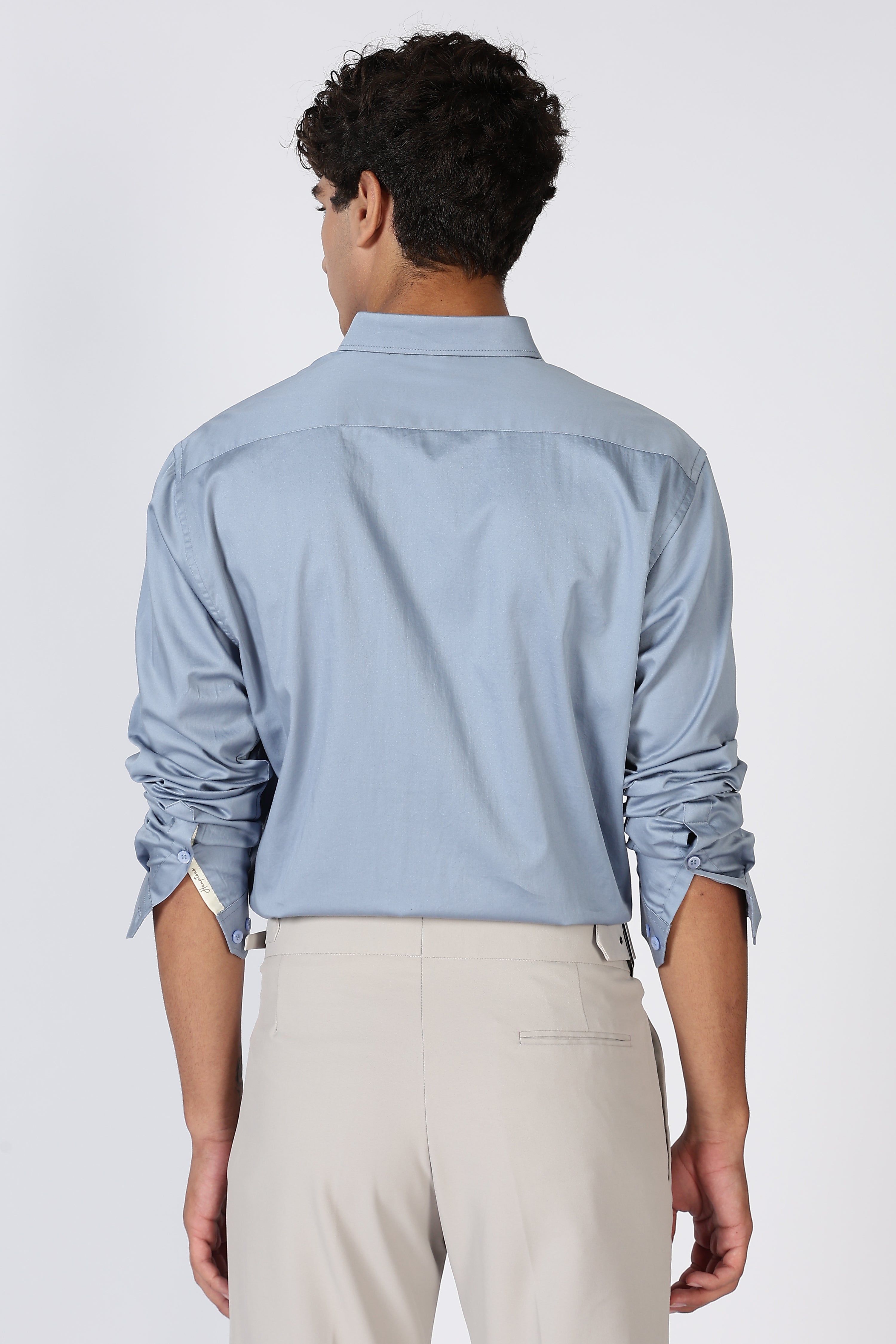 Steel Grey Cinematic Satin 100% Giza Cotton Shirt