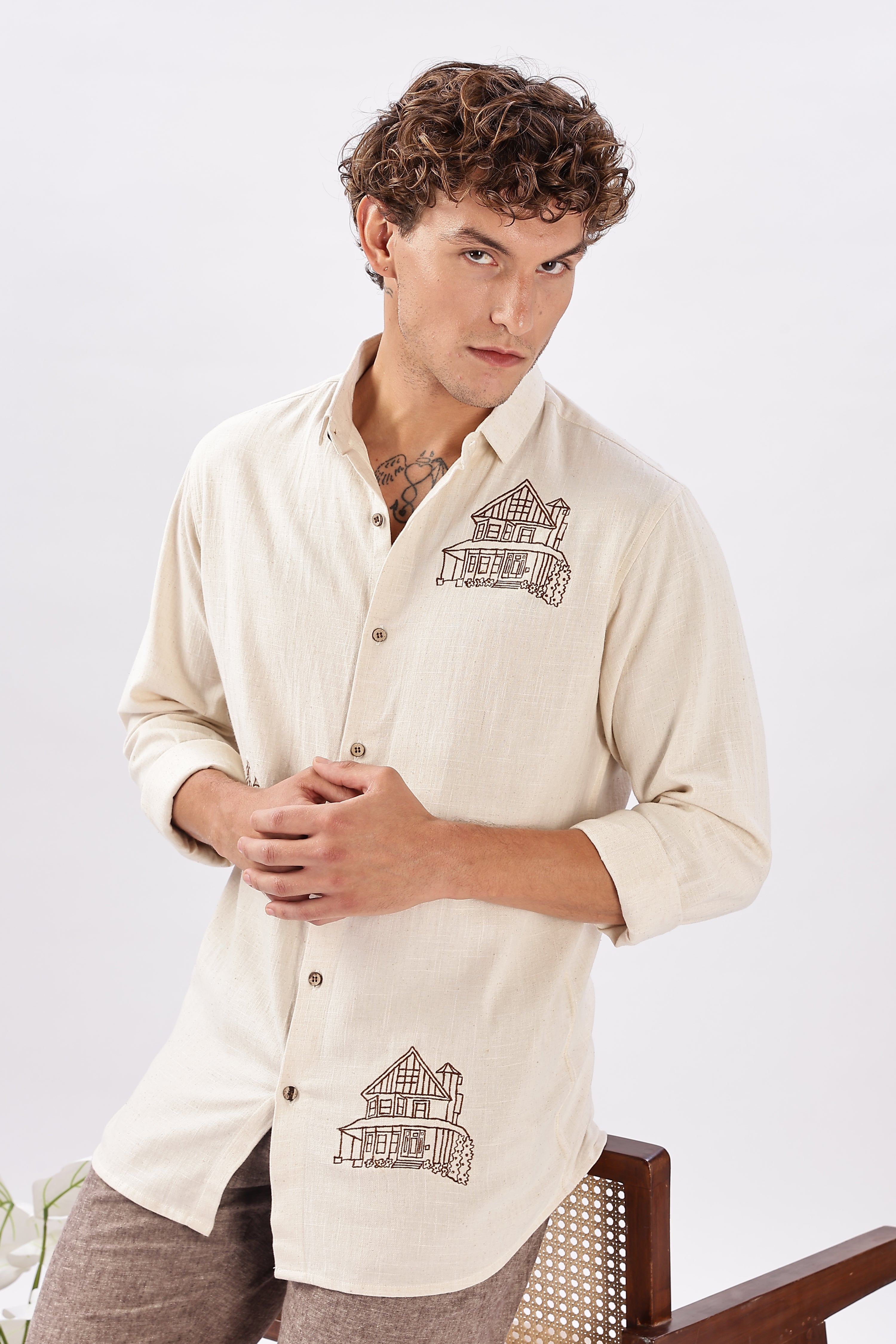 House on the Linen Street Embroidered Shirt