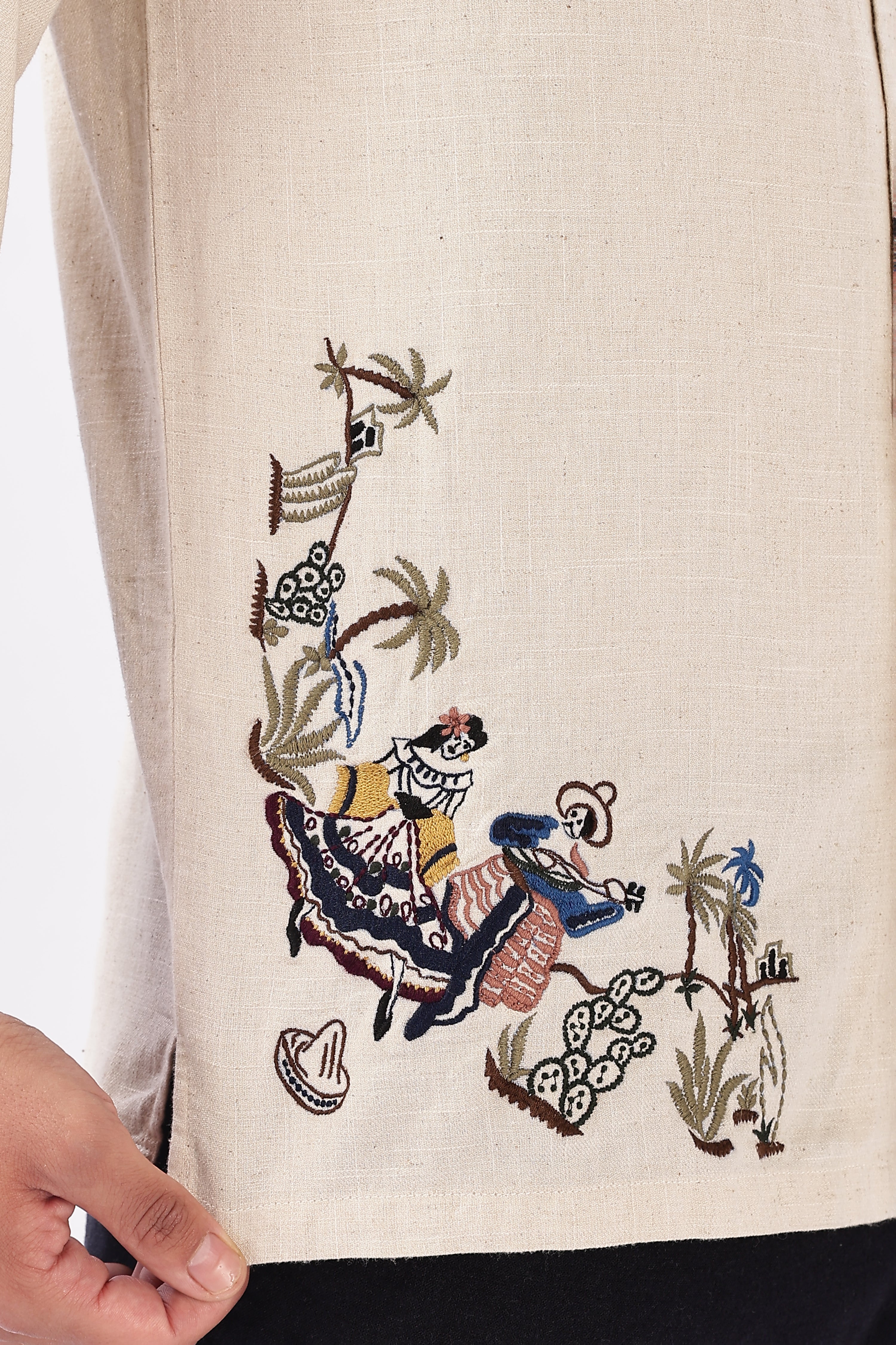 Folklore Siesta Cotton Linen Embroidered Shirt