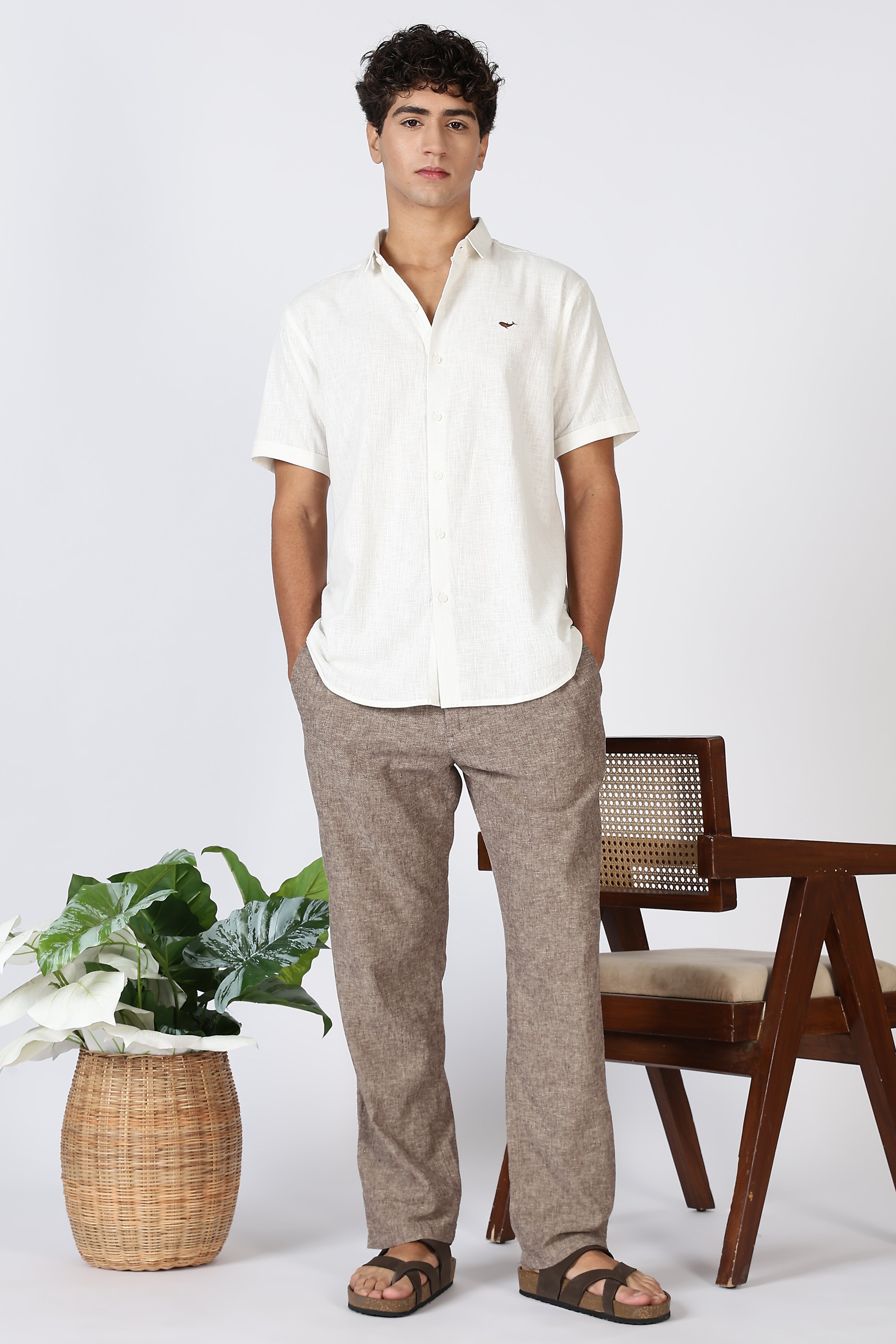 Quiet Coast Cotton-Linen Regular Fit White Shirt