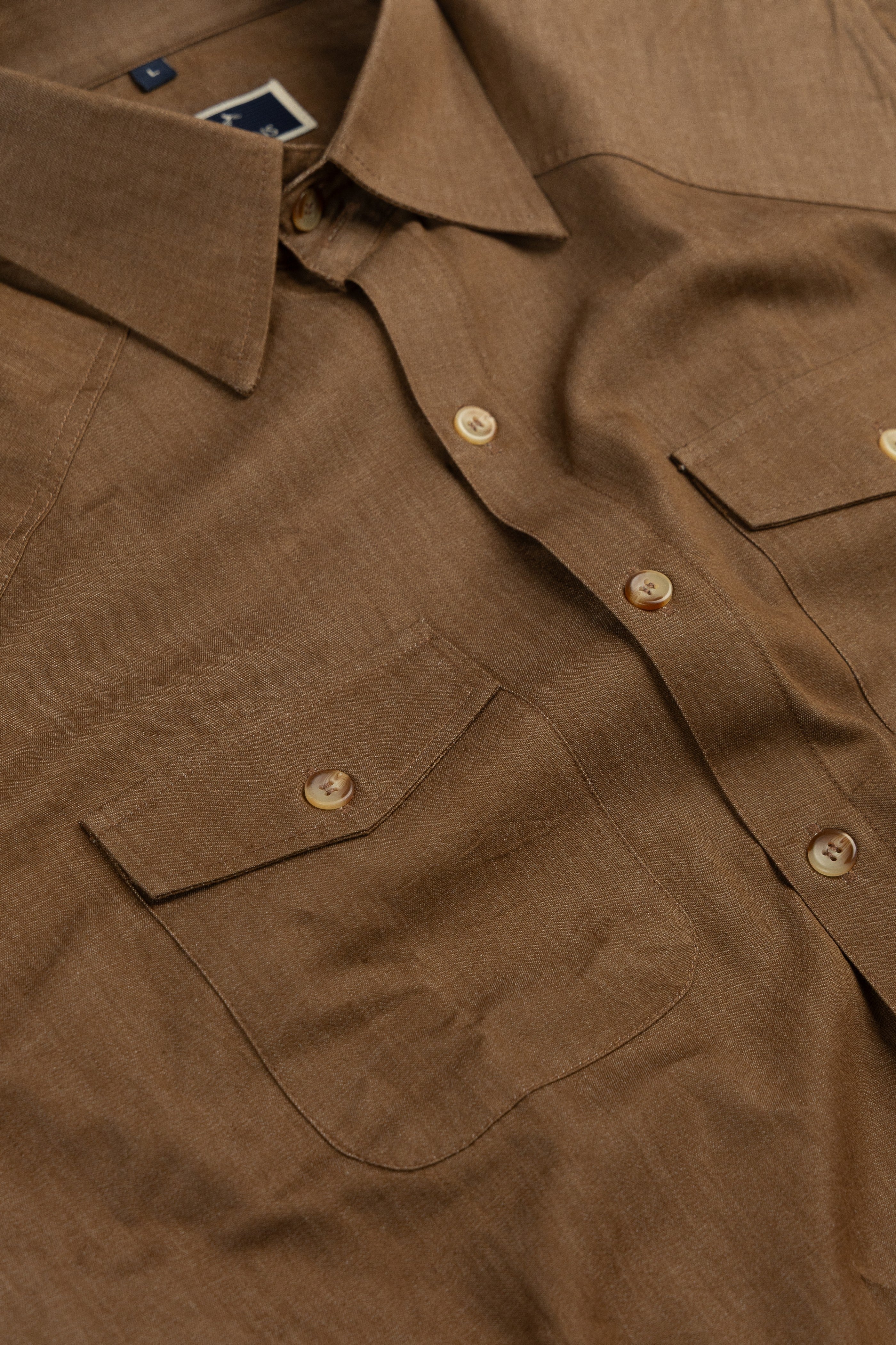 Brown Denim–Western Flap Pockets Utility Shirt