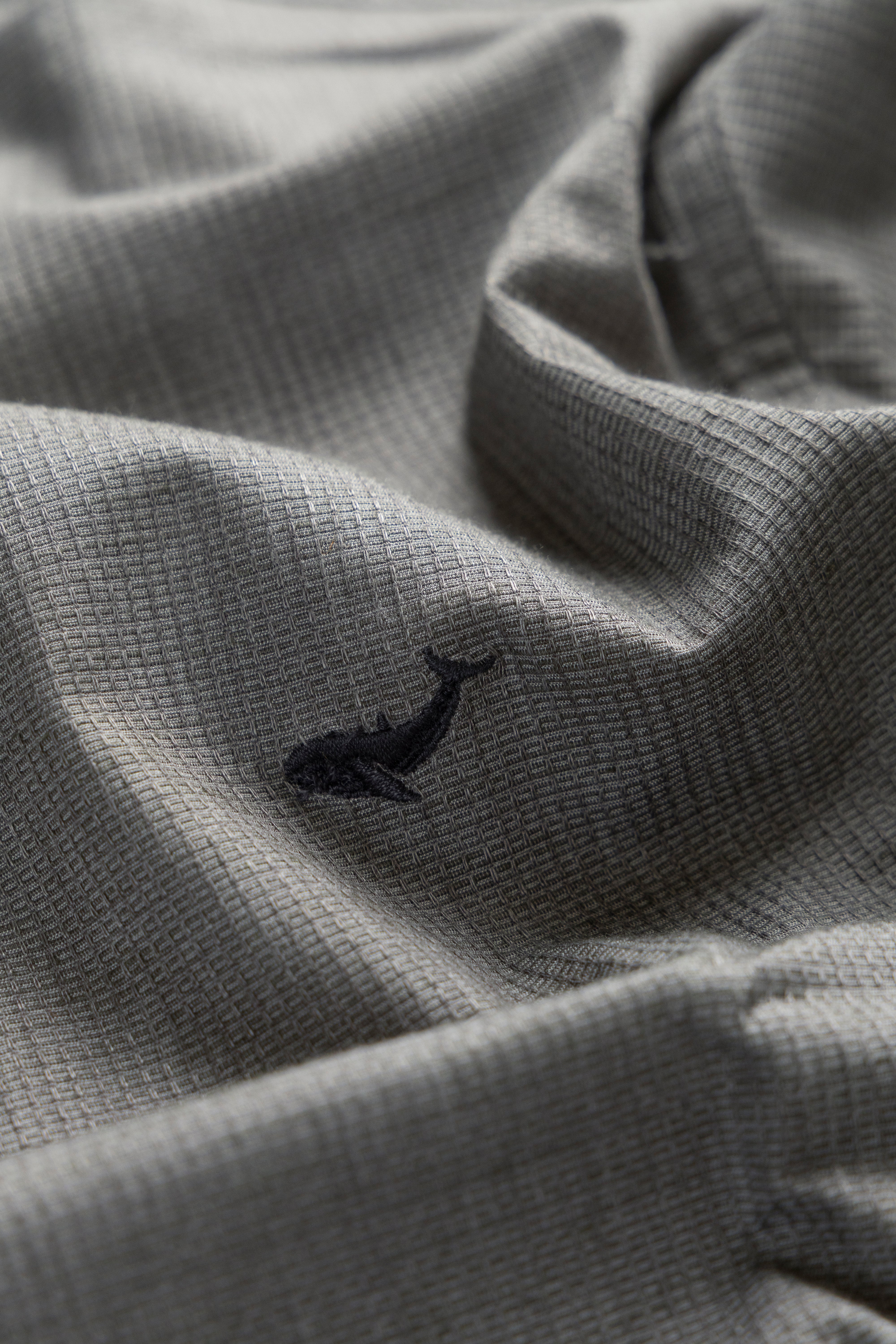 Midnight Grey Grid–Tonal Buttons With Contrast Collar Shirt