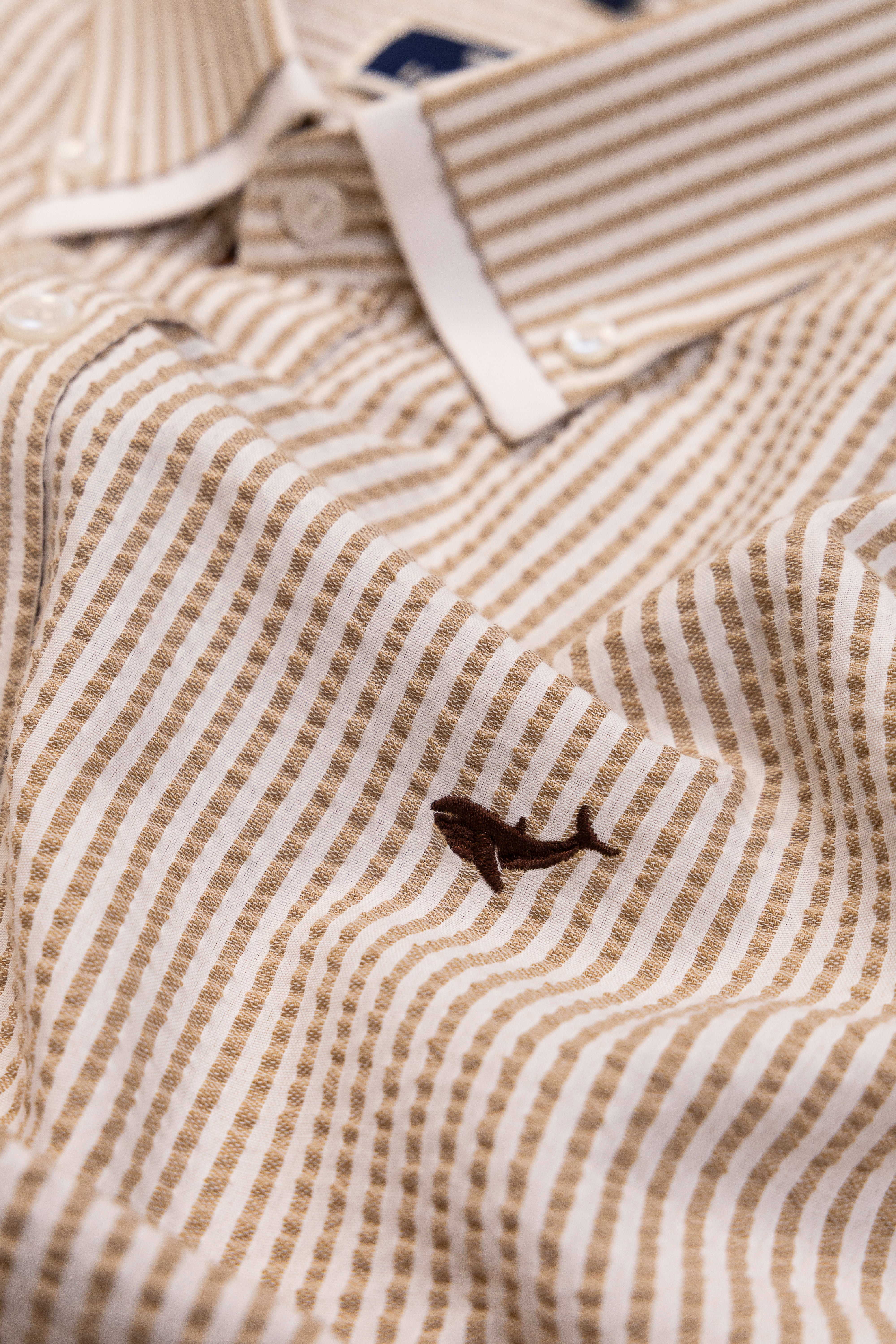Resort Pinstripe Seersucker- Double Collar Style Shirt