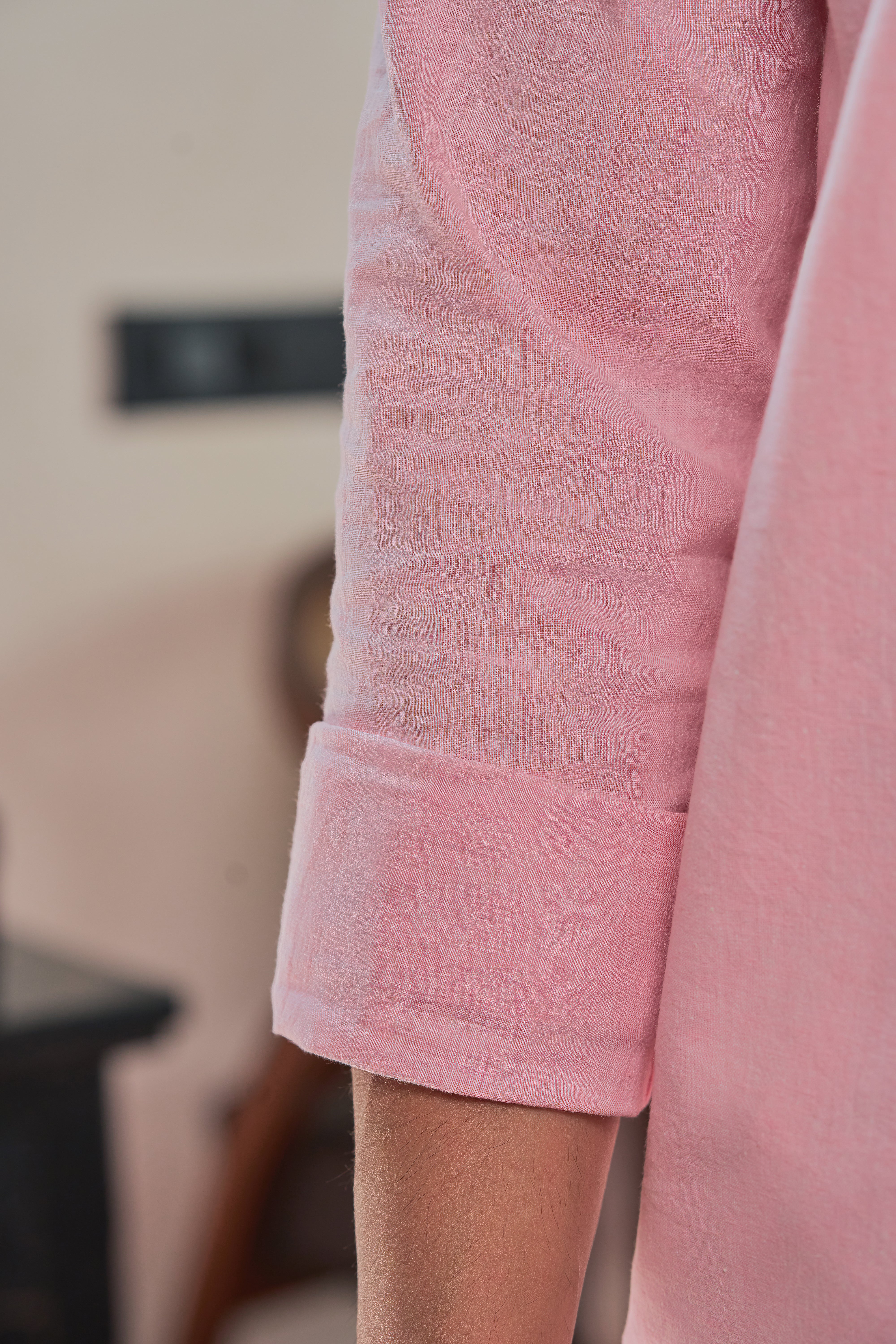 Arctic Pink Cotton-Linen Blend Essential Shirt