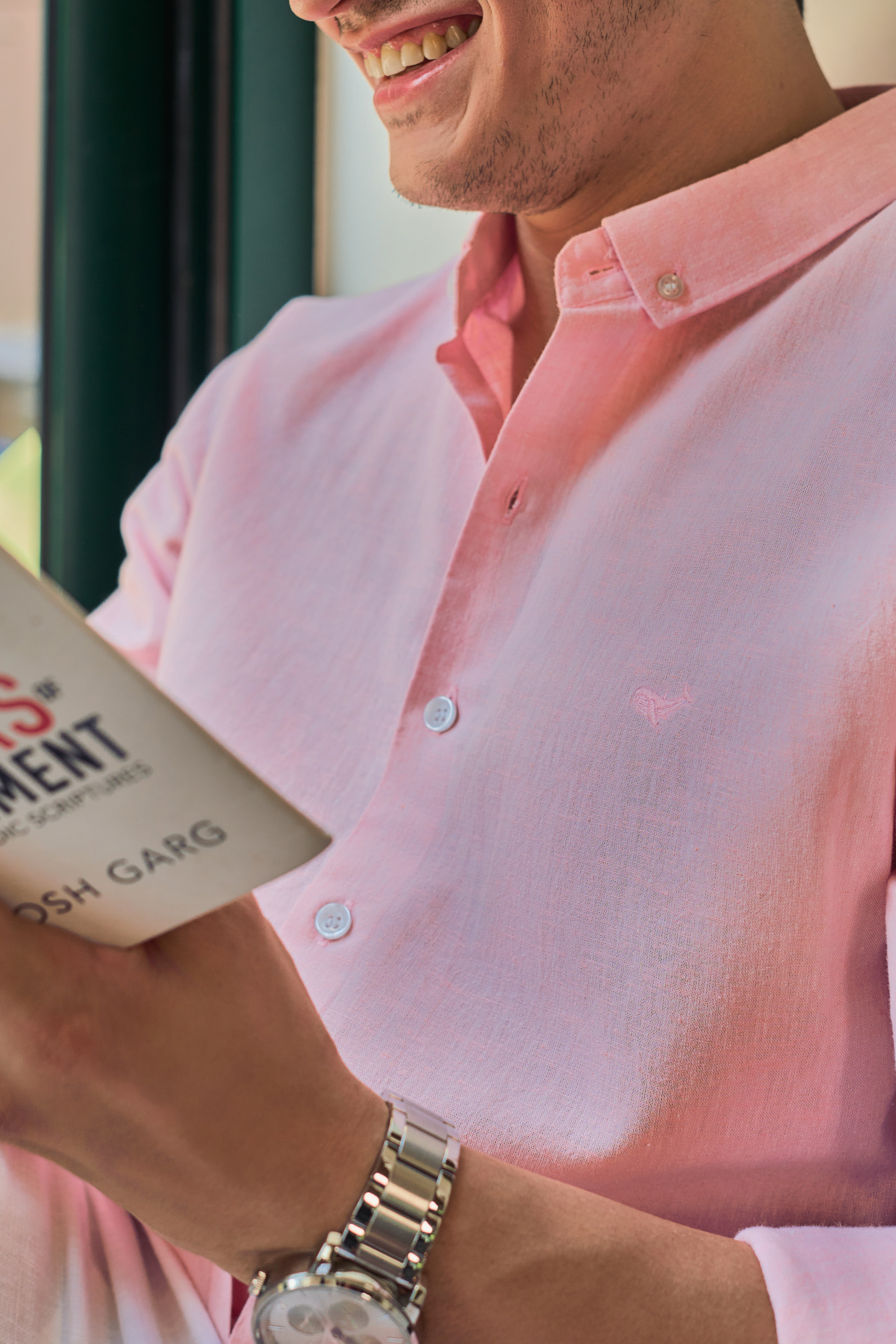 Arctic Pink Cotton-Linen Blend Essential Shirt