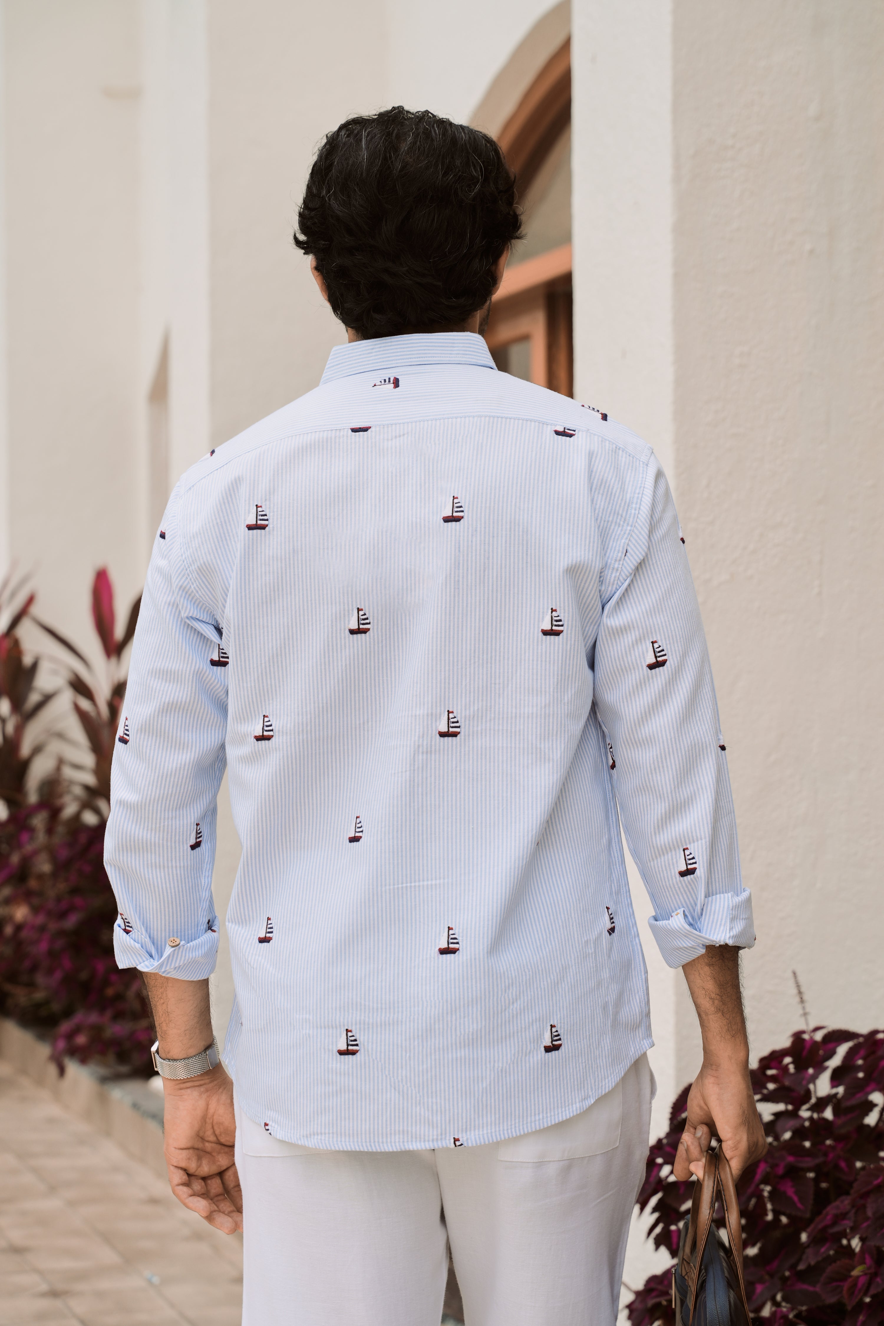 Sail Horizon Embroidered Striped Shirt