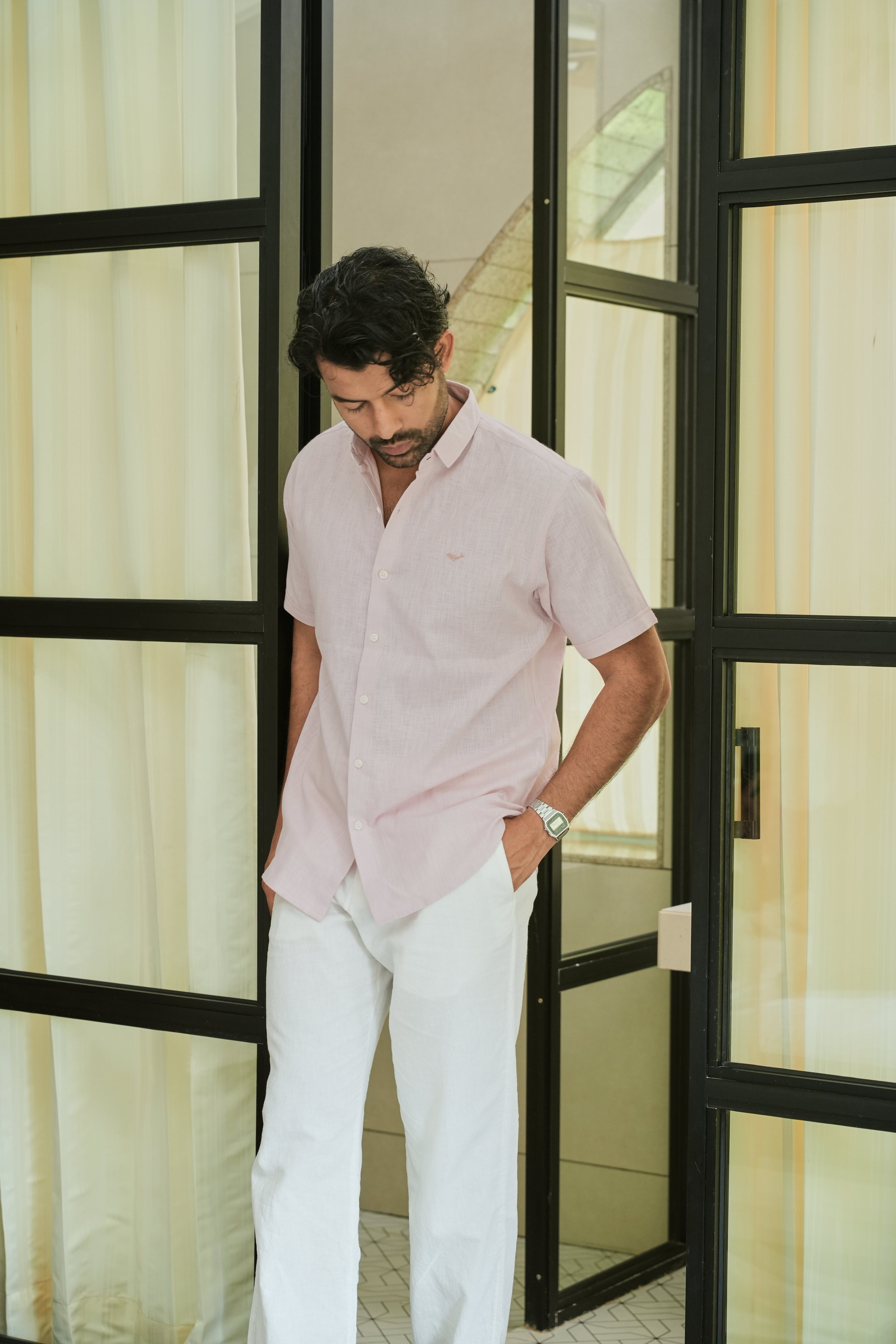 Blush Haven Cotton Regular Fit Pink Shirt