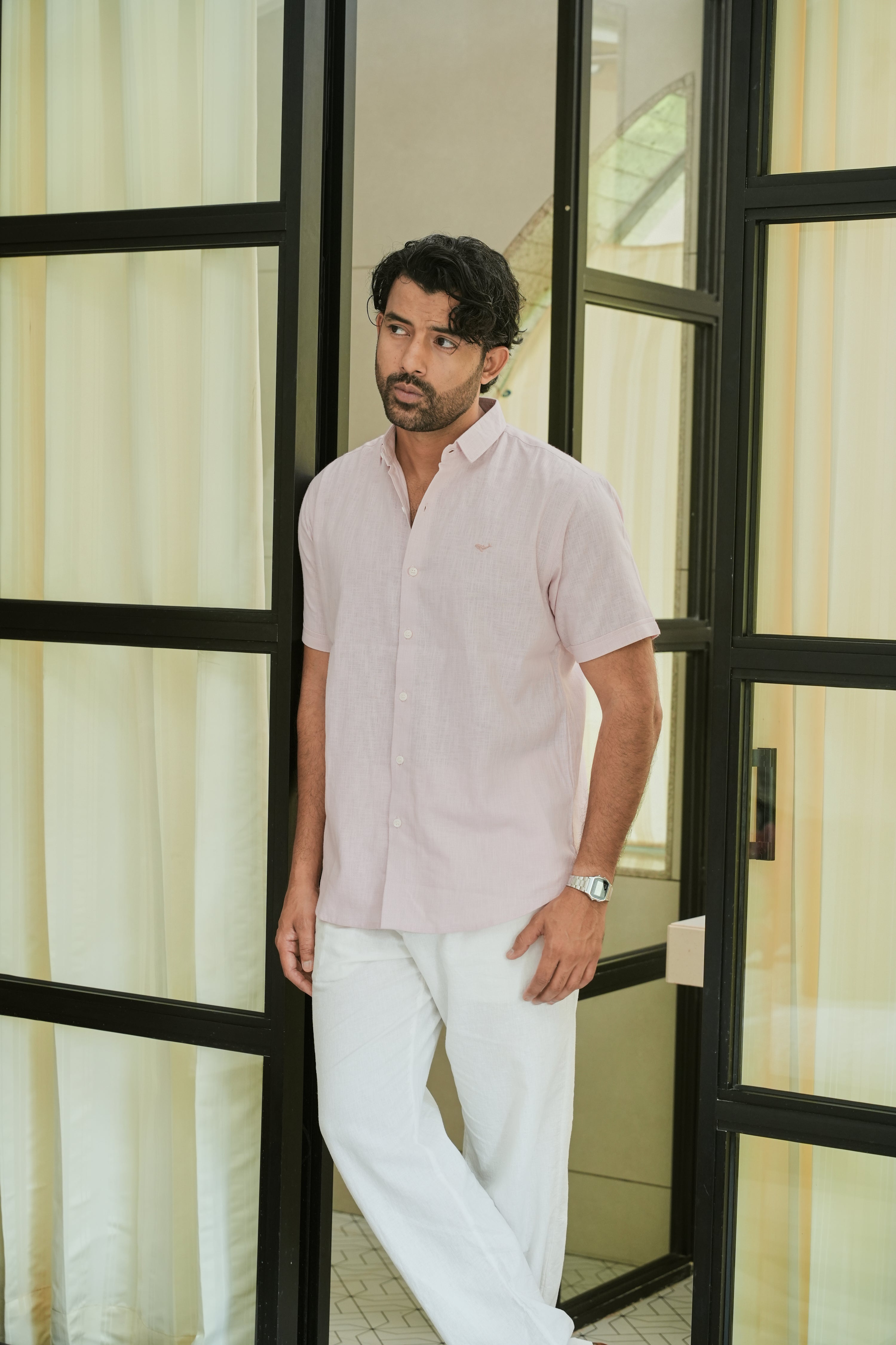 Blush Haven Cotton Regular Fit Pink Shirt