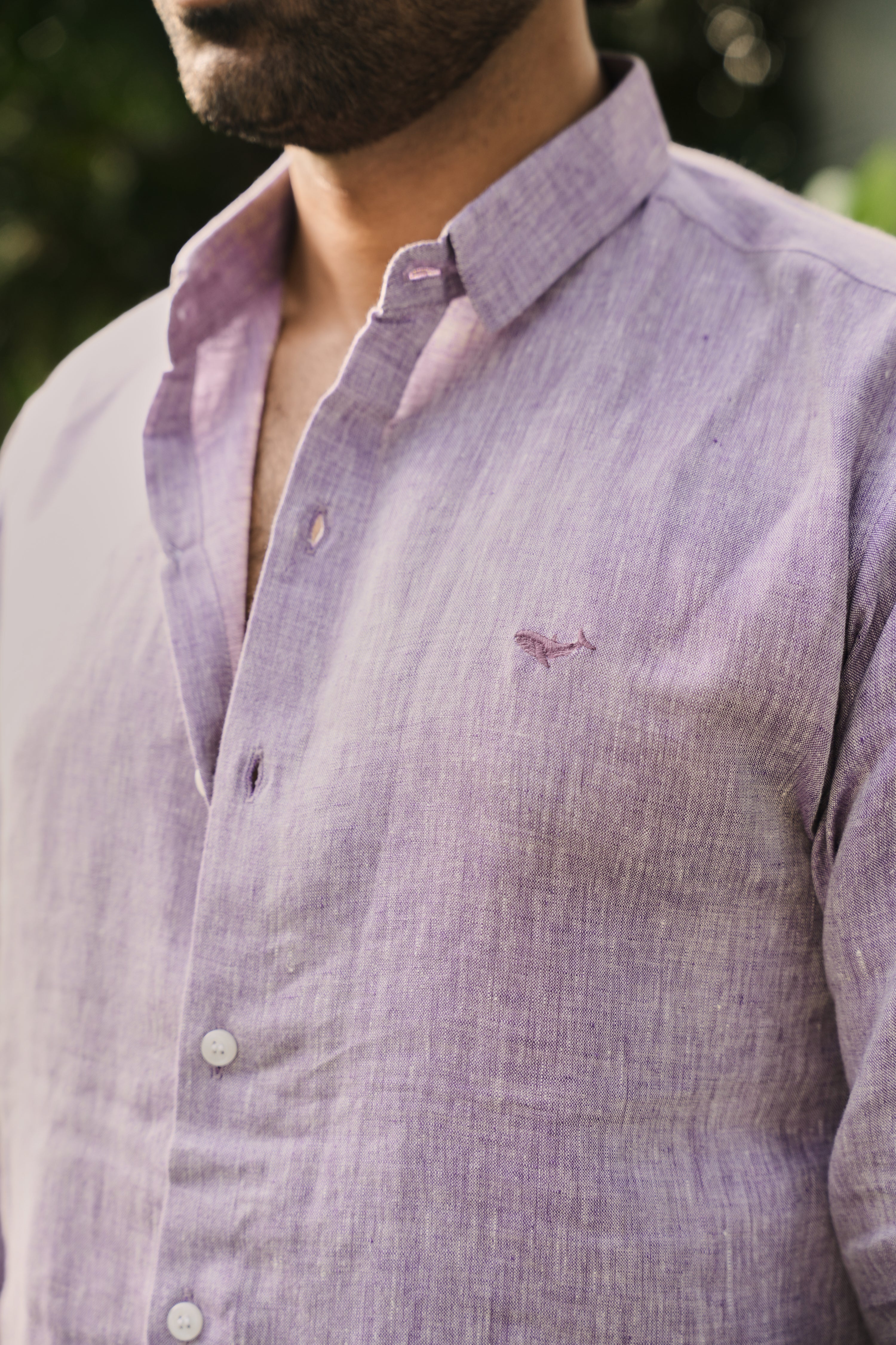 Purple 100% Linen 44 Lea Shirt
