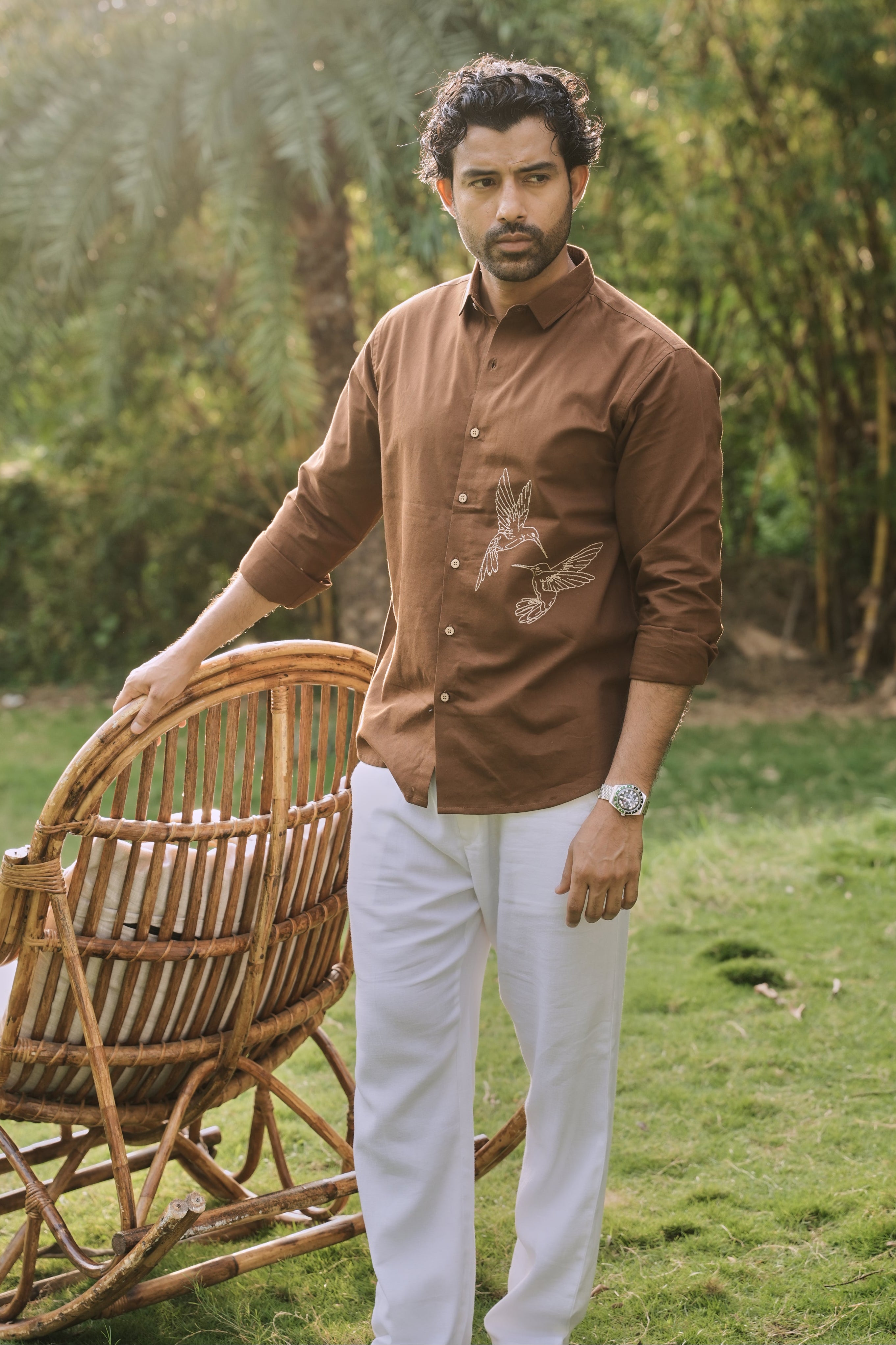 Humming bird Haven Embroidery Shirt