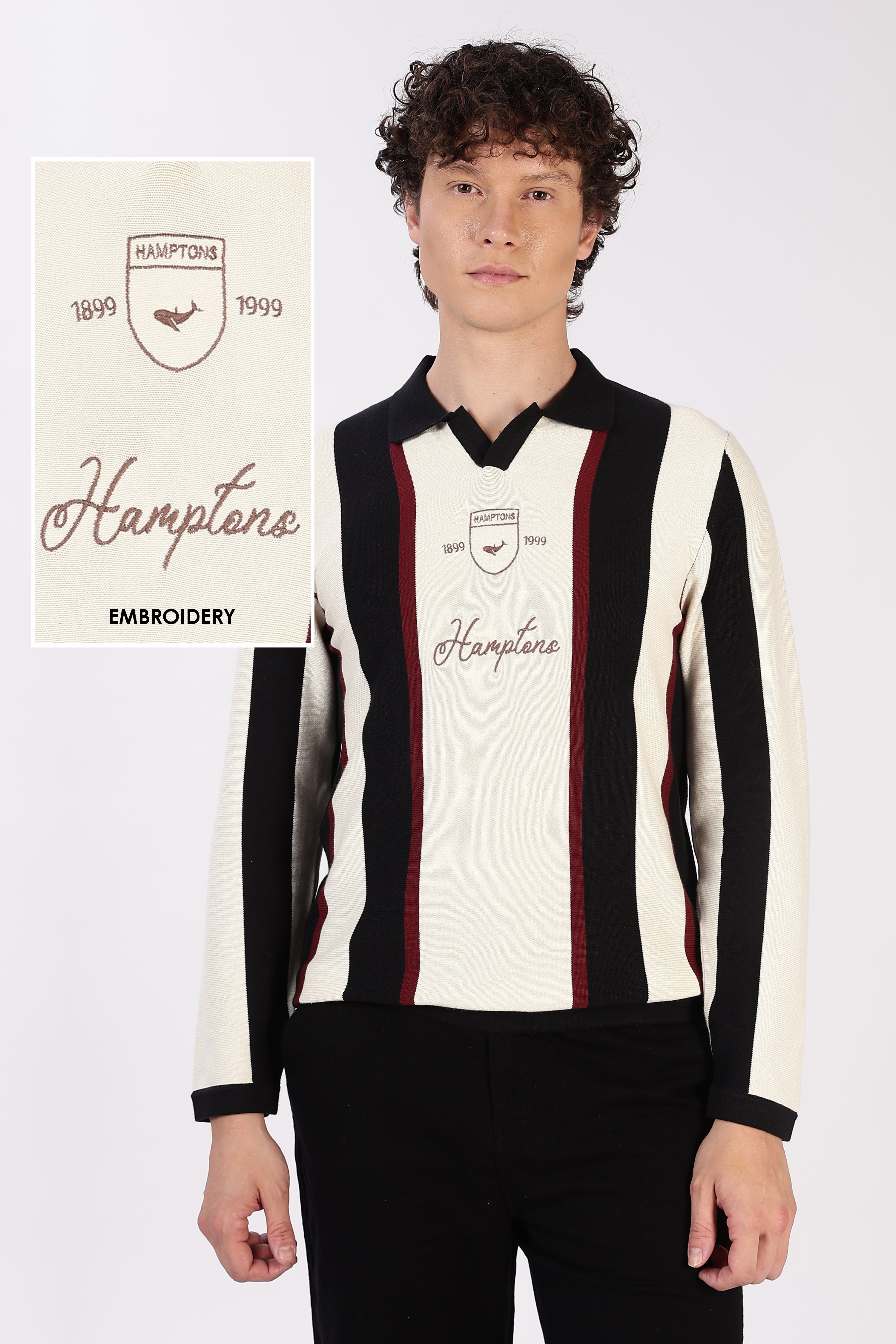 Heritage Crest Cream Striped Knit Polo