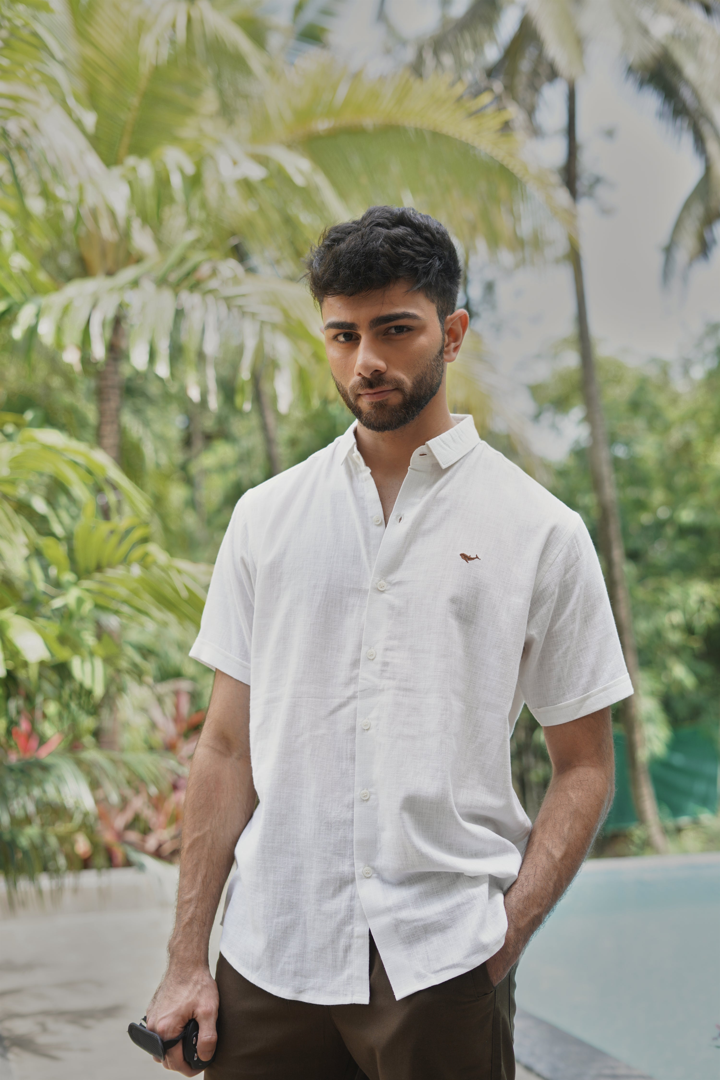 Quiet Coast Cotton-Linen Regular Fit White Shirt