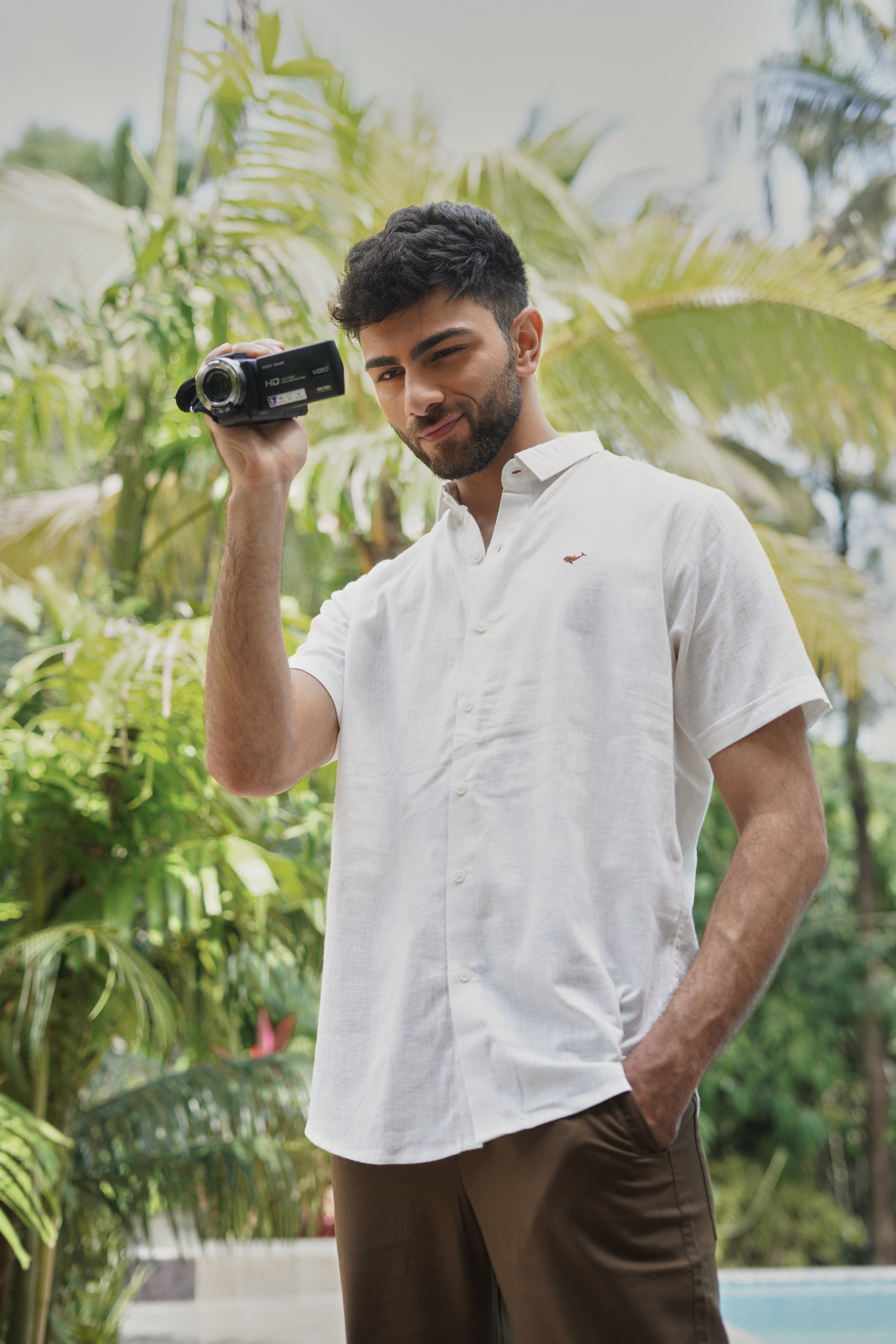 Quiet Coast Cotton-Linen Regular Fit White Shirt