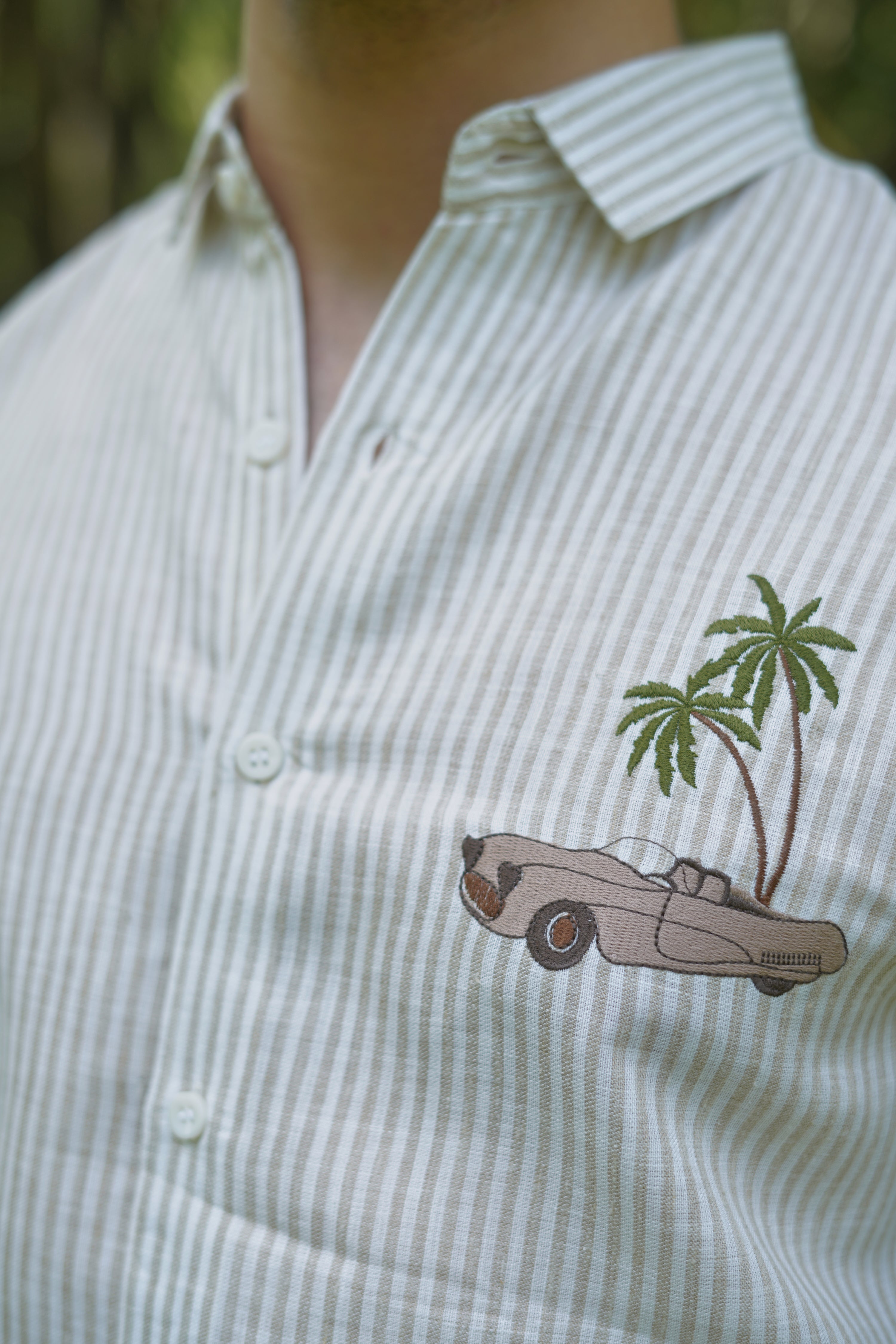 Palm Drive Embroidered Stripes Shirt