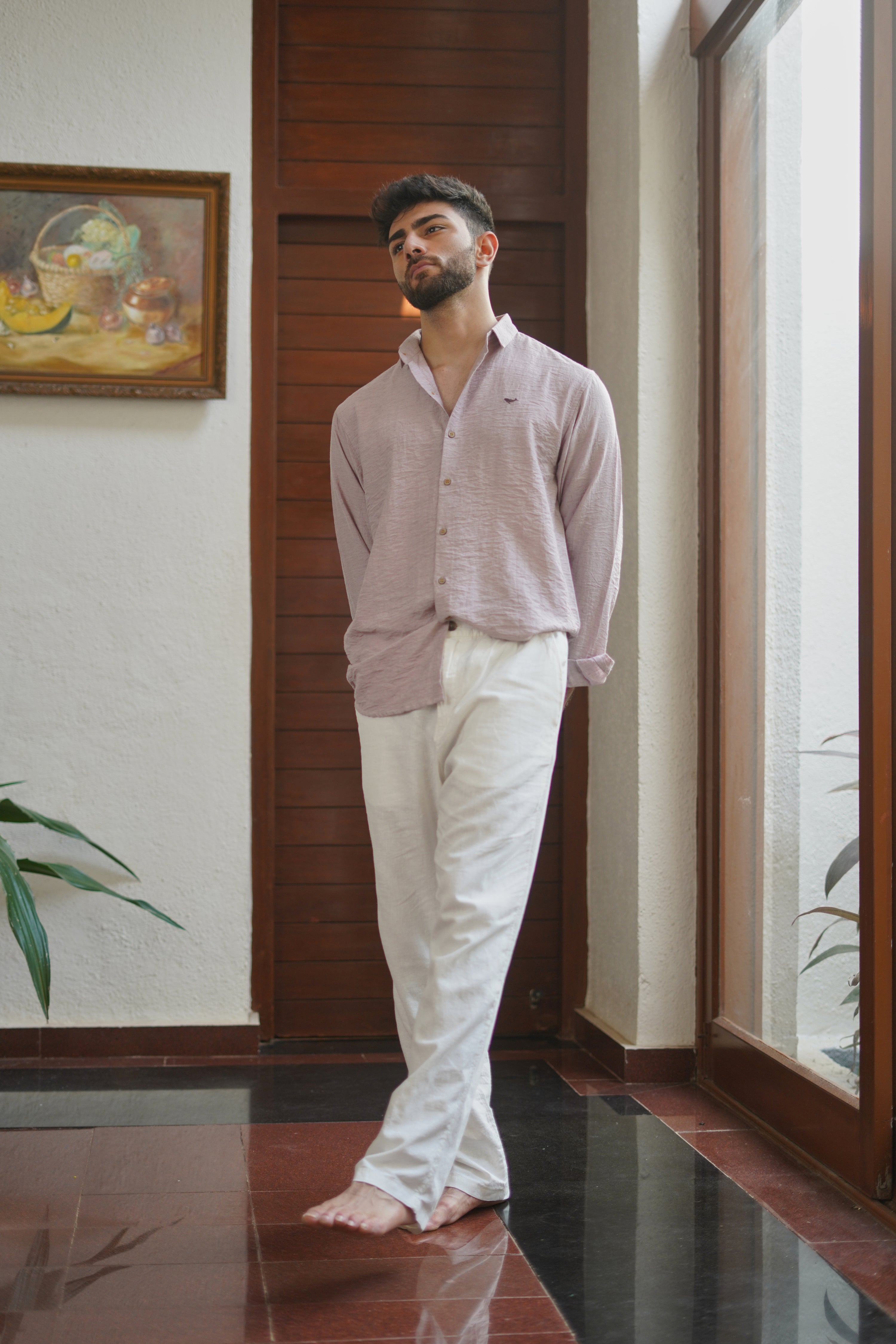 Rose Mist Textured Classic Cotton Shirt