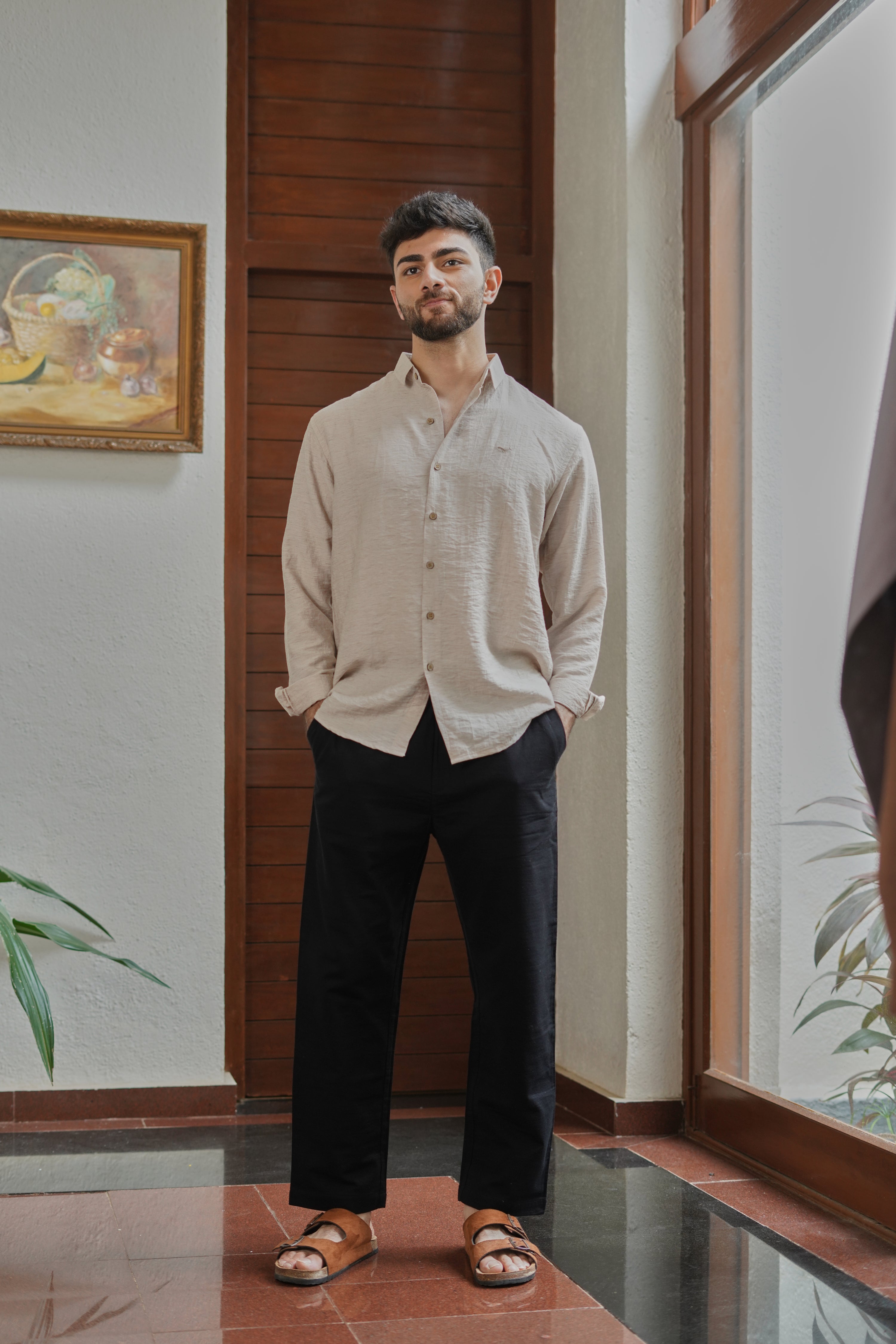 Pebble Beige Natural Cotton Shirt