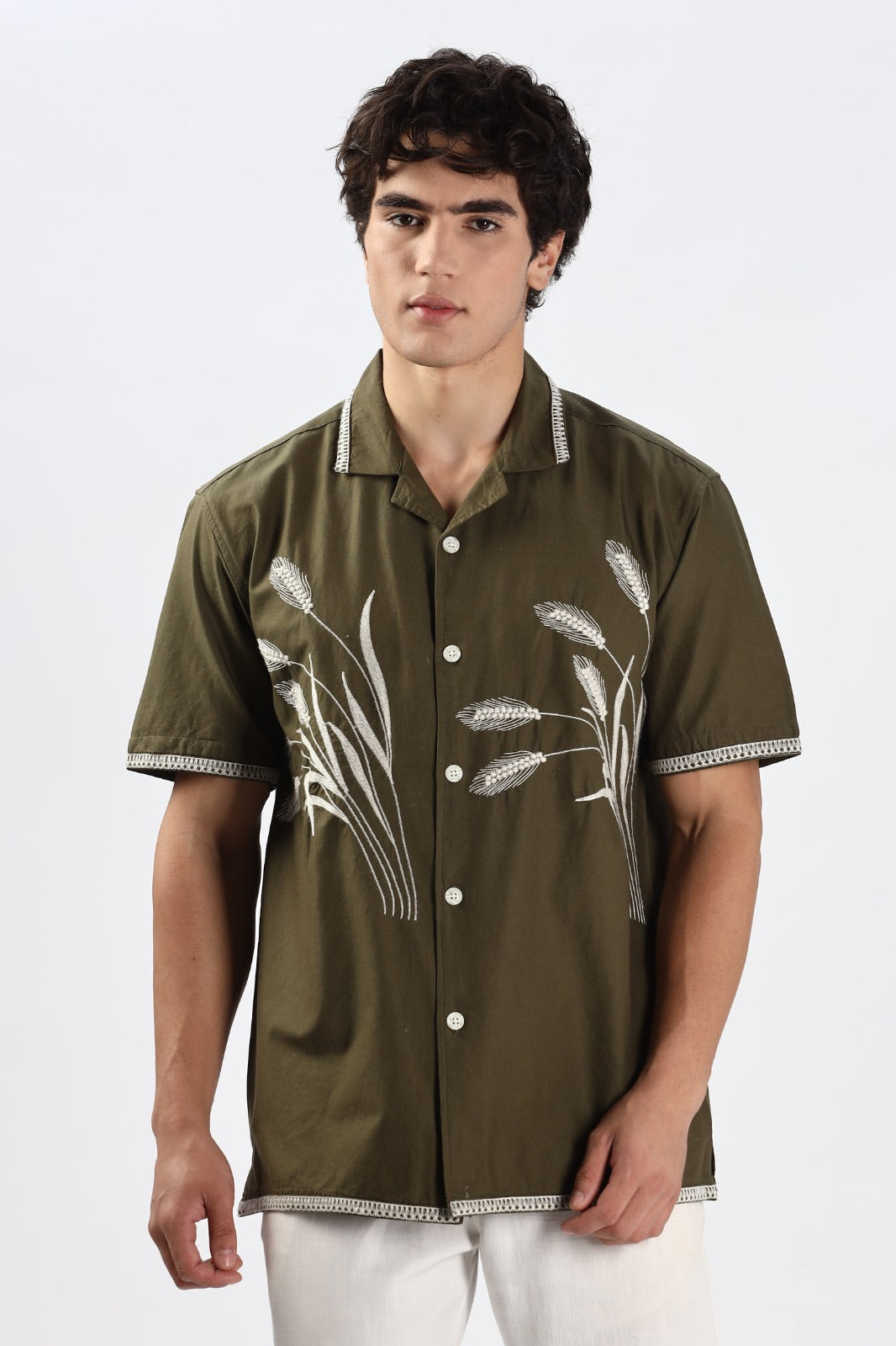 Houston Barley Embroidery Box Fit Shirt