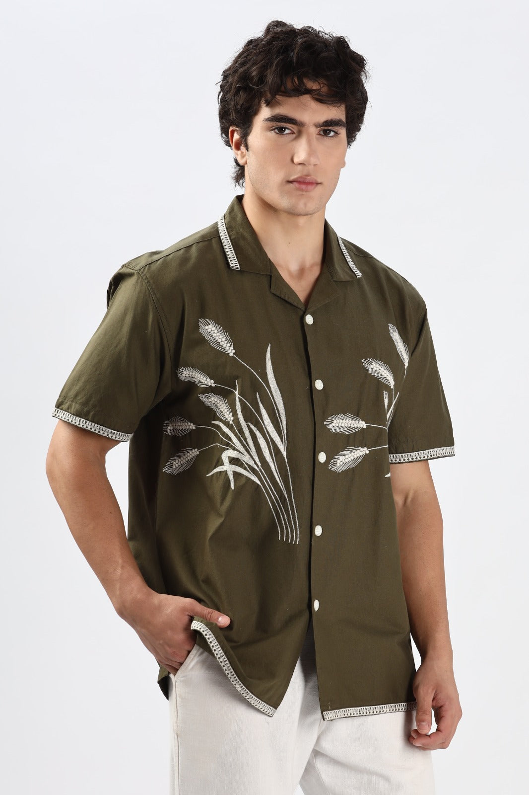 Houston Barley Embroidery Box Fit Shirt