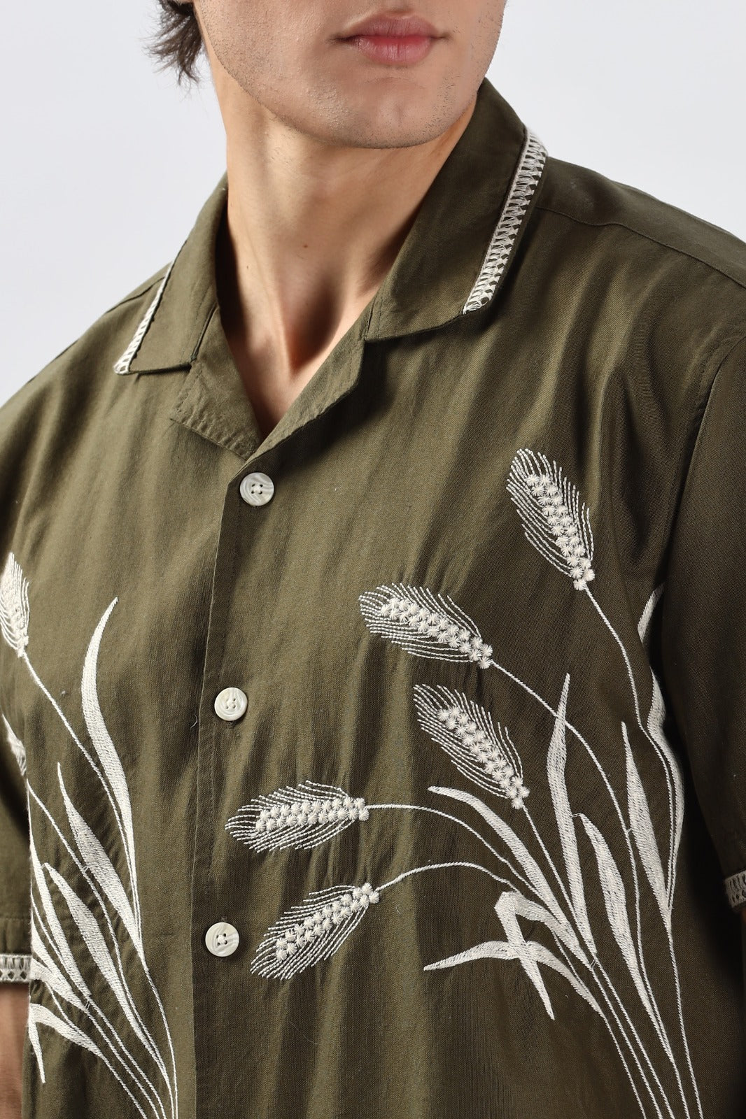 Houston Barley Embroidery Box Fit Shirt