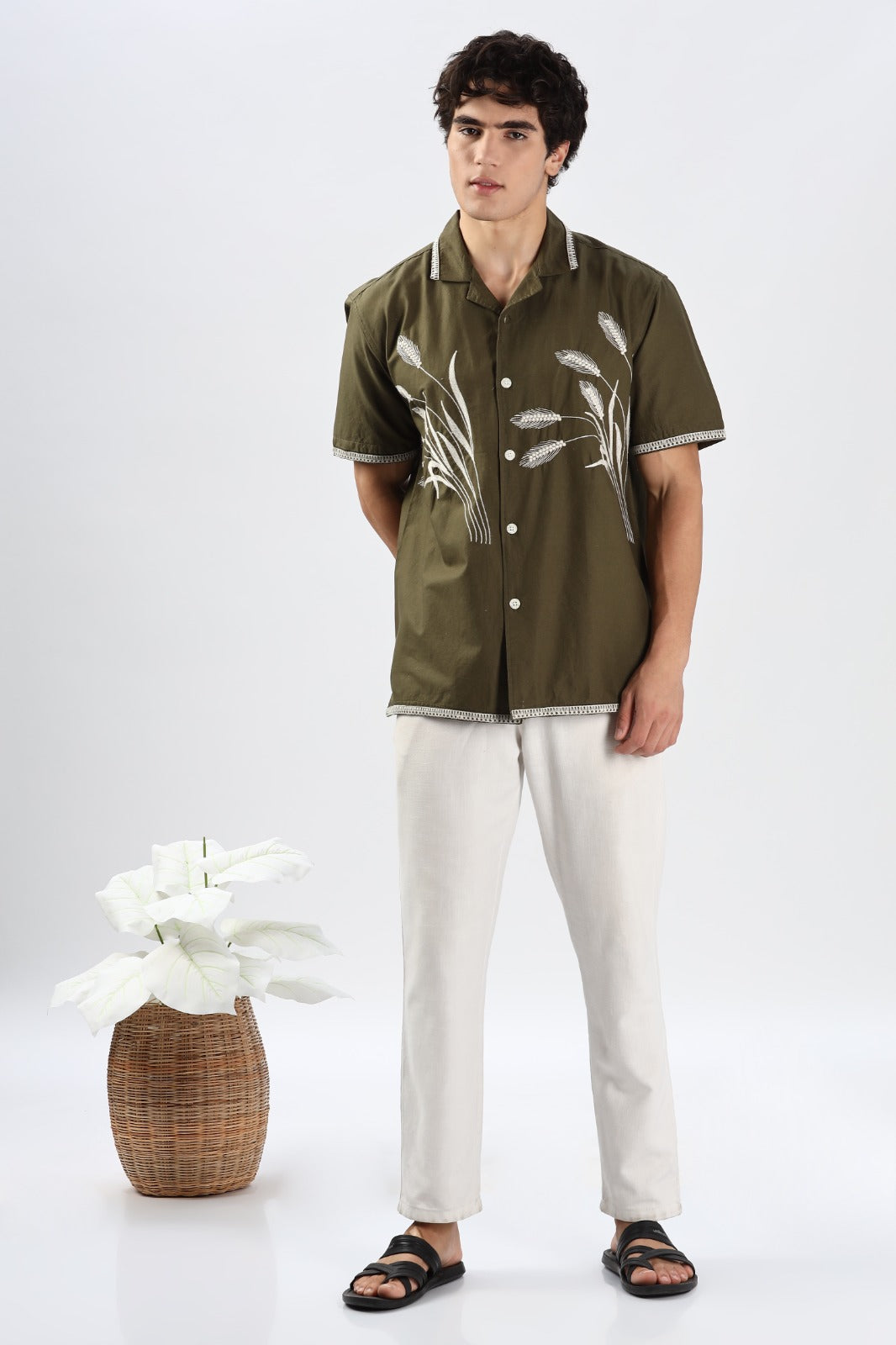 Houston Barley Embroidery Box Fit Shirt