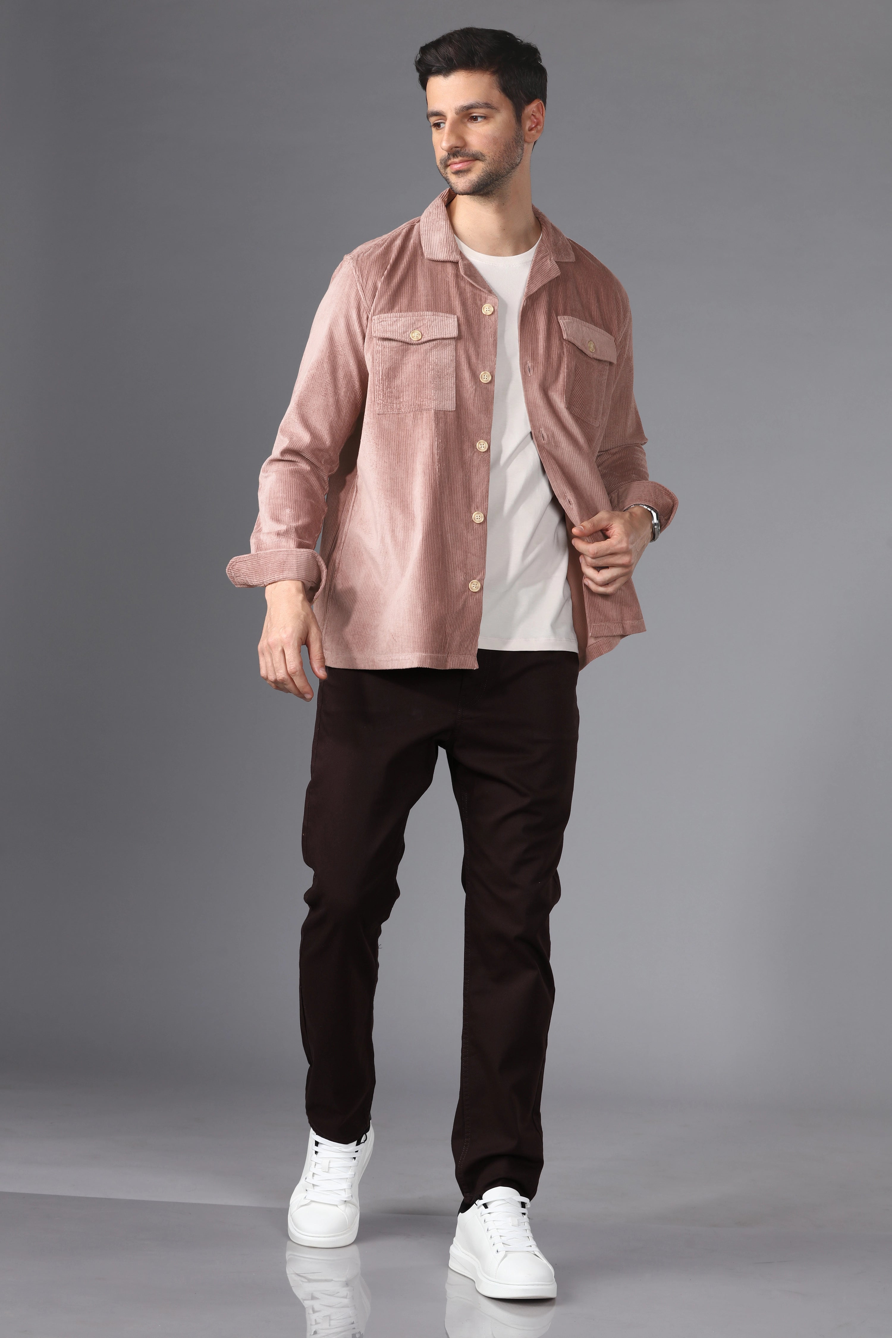 Oslo Pink Corduroy Overshirt