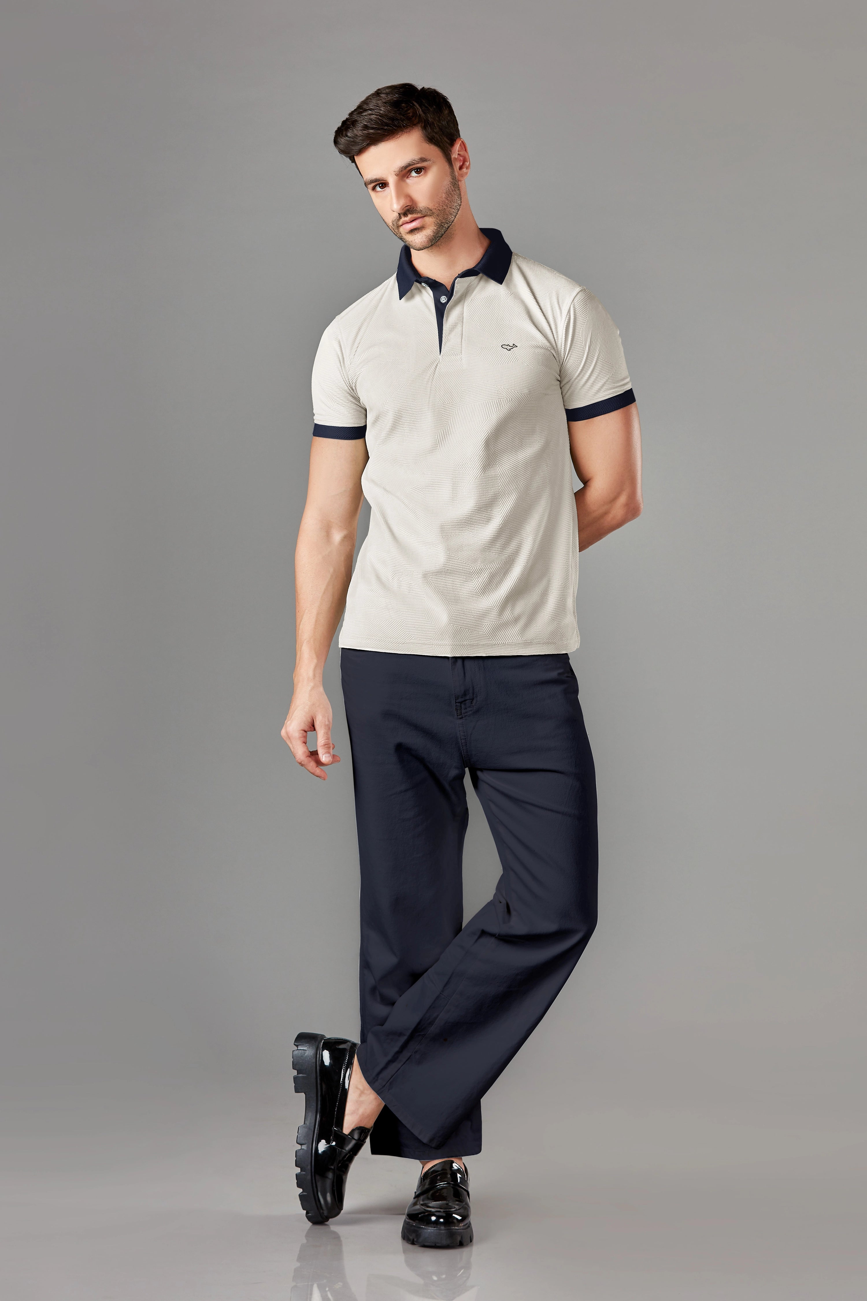 Middleton Beige Contrast Collar Polo T-Shirt