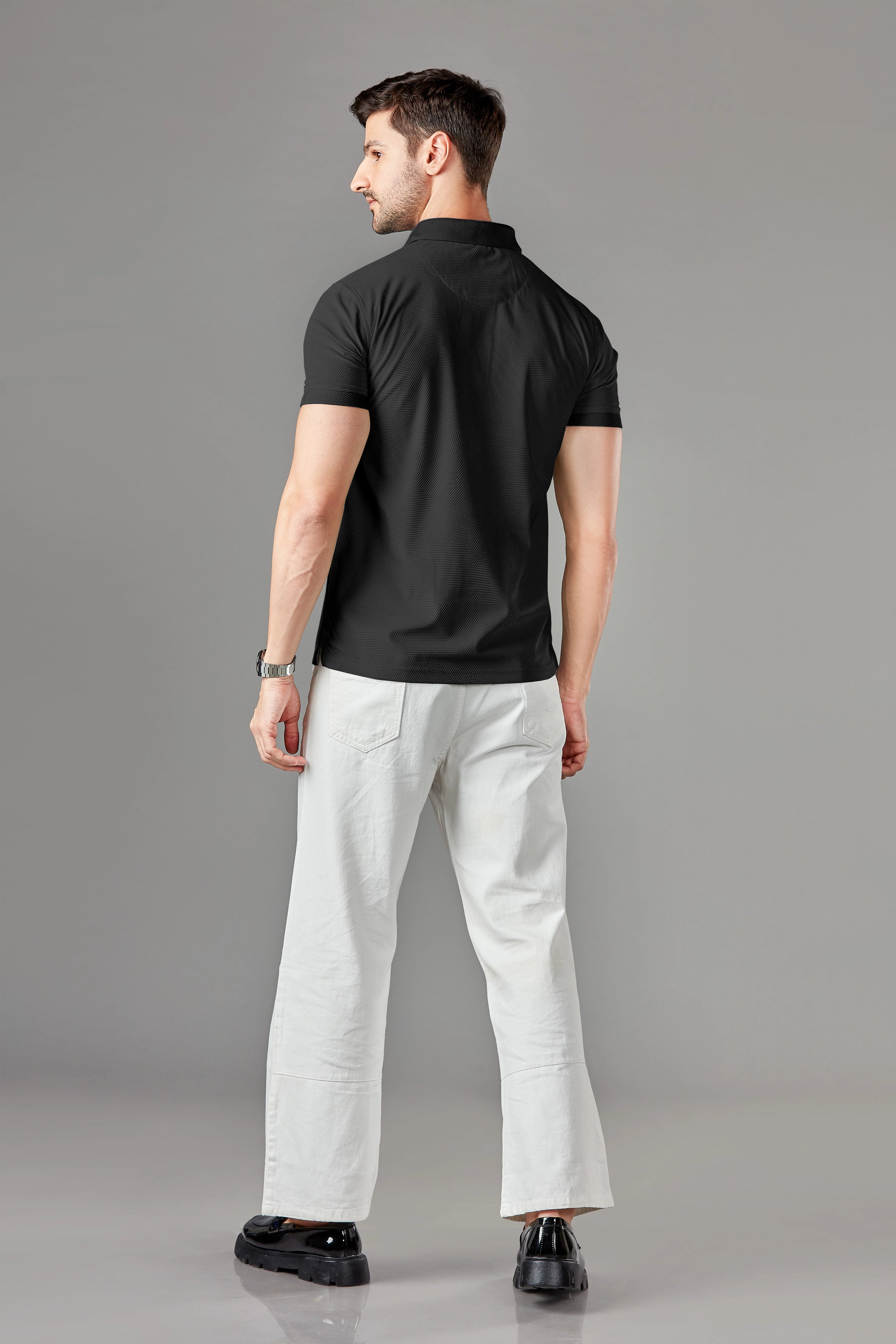 Belgian Black Contrast Collar Polo T-shirt