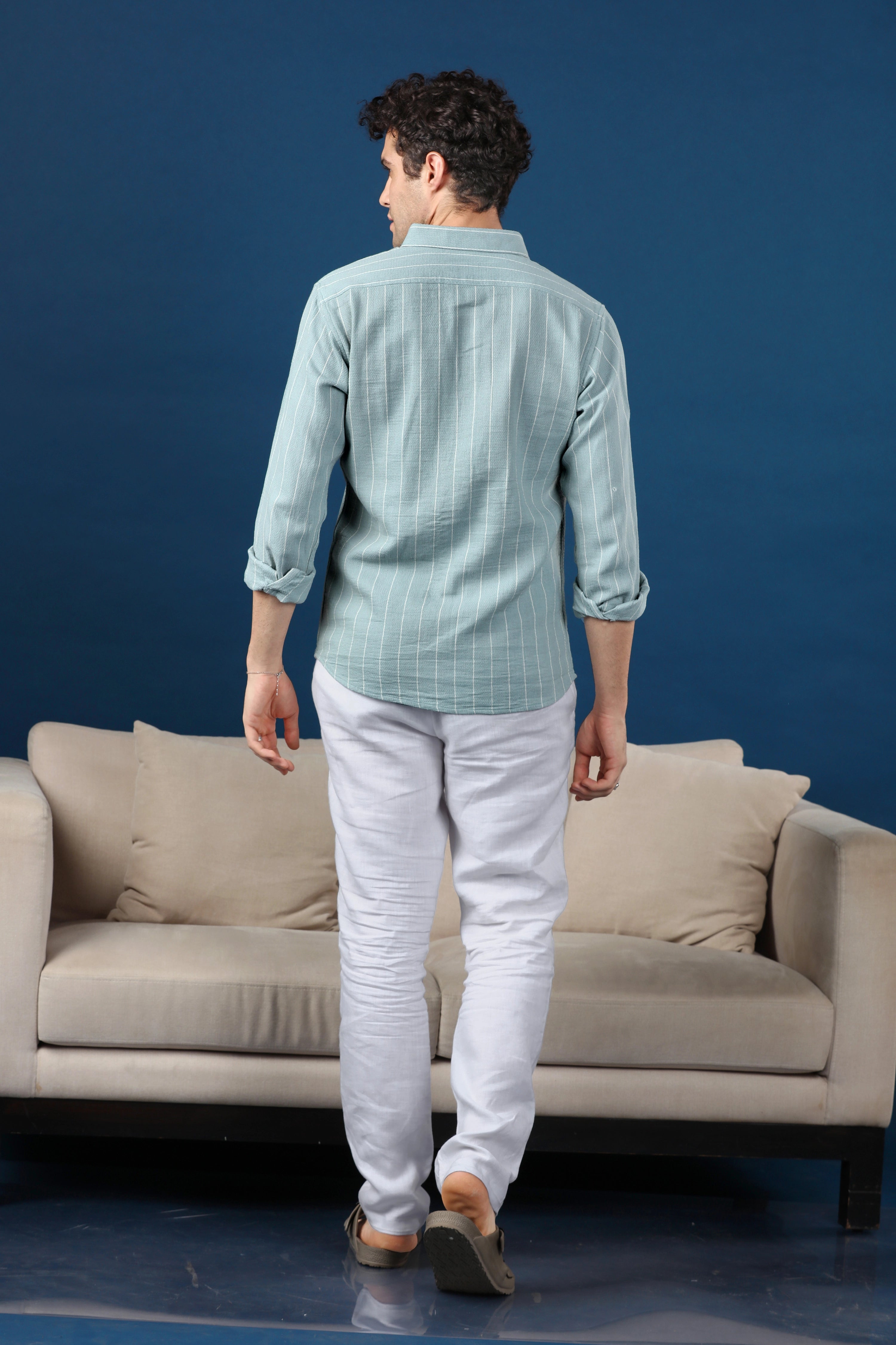Mint Monarch Casual Stripes Shirt