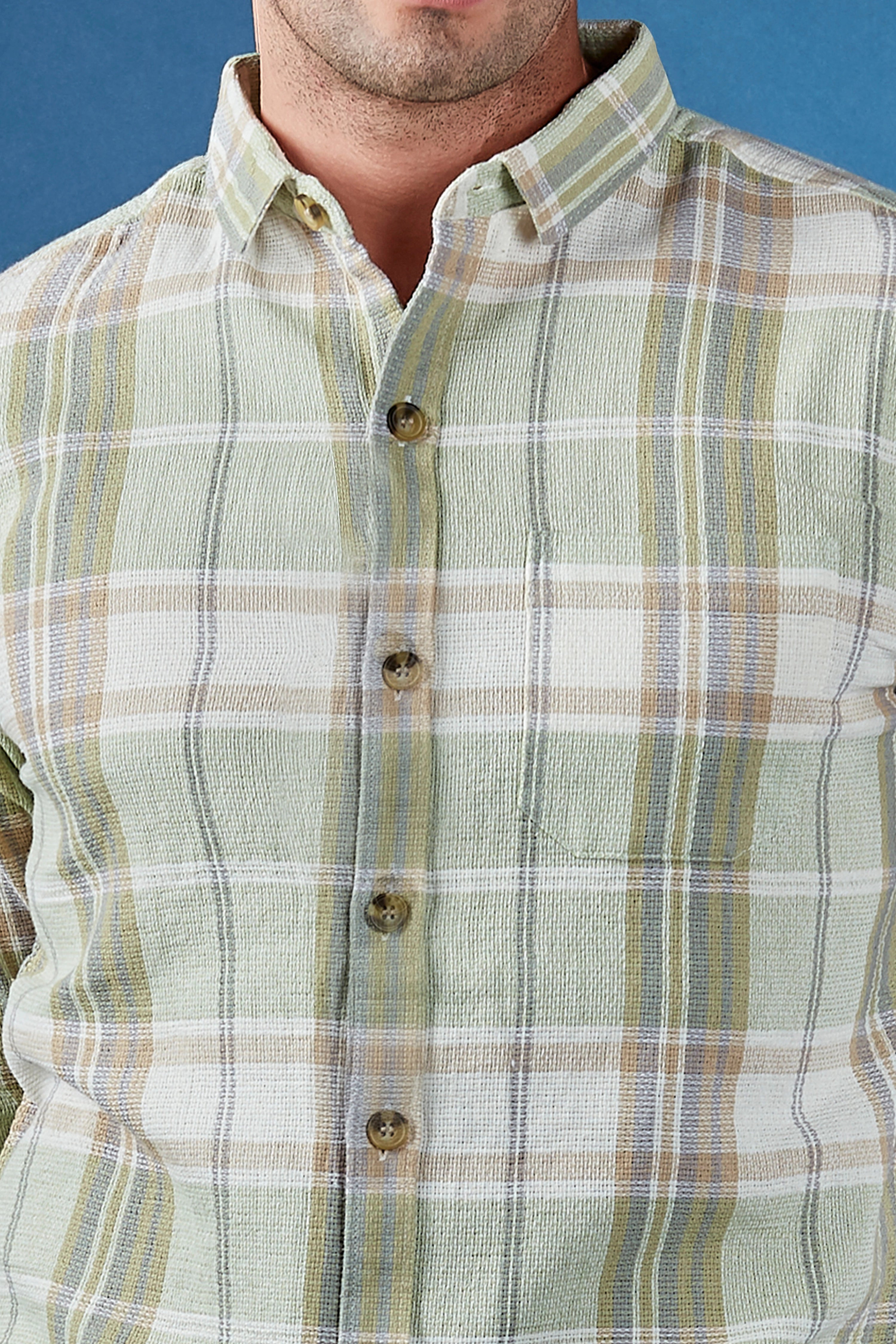 Bling Pistachio Casual Checkered Shirt