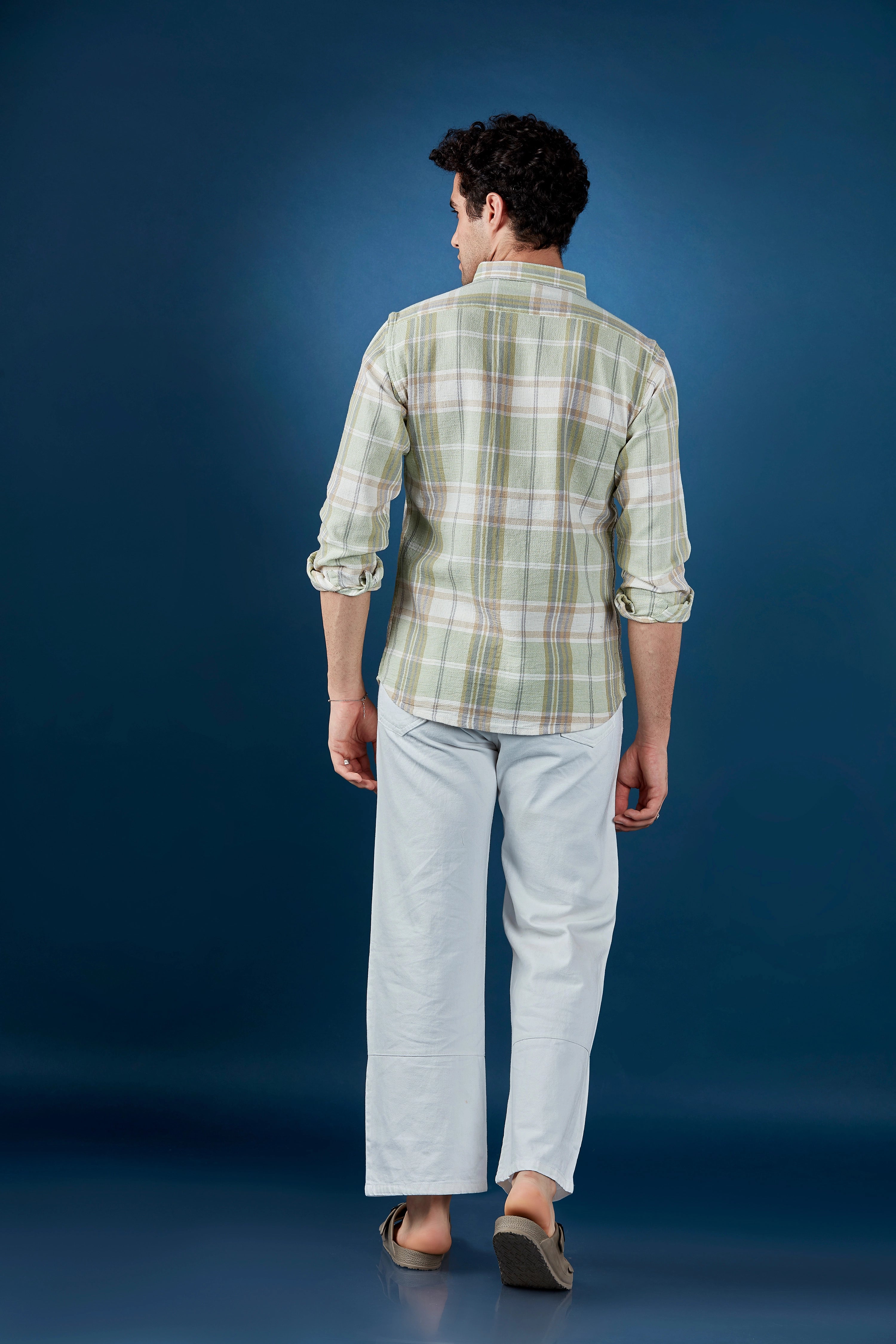 Bling Pistachio Casual Checkered Shirt