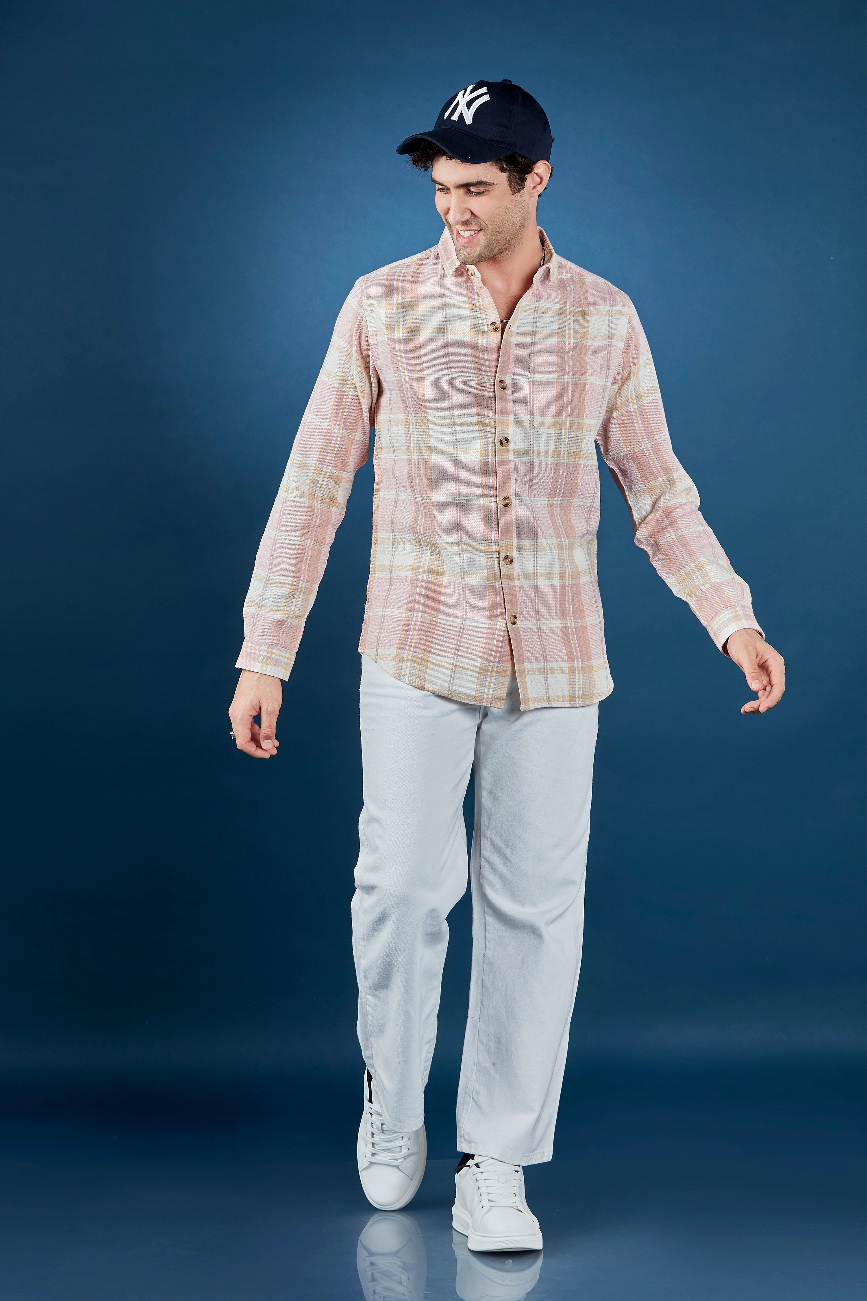 Salmon Sophisticate Casual Checkered