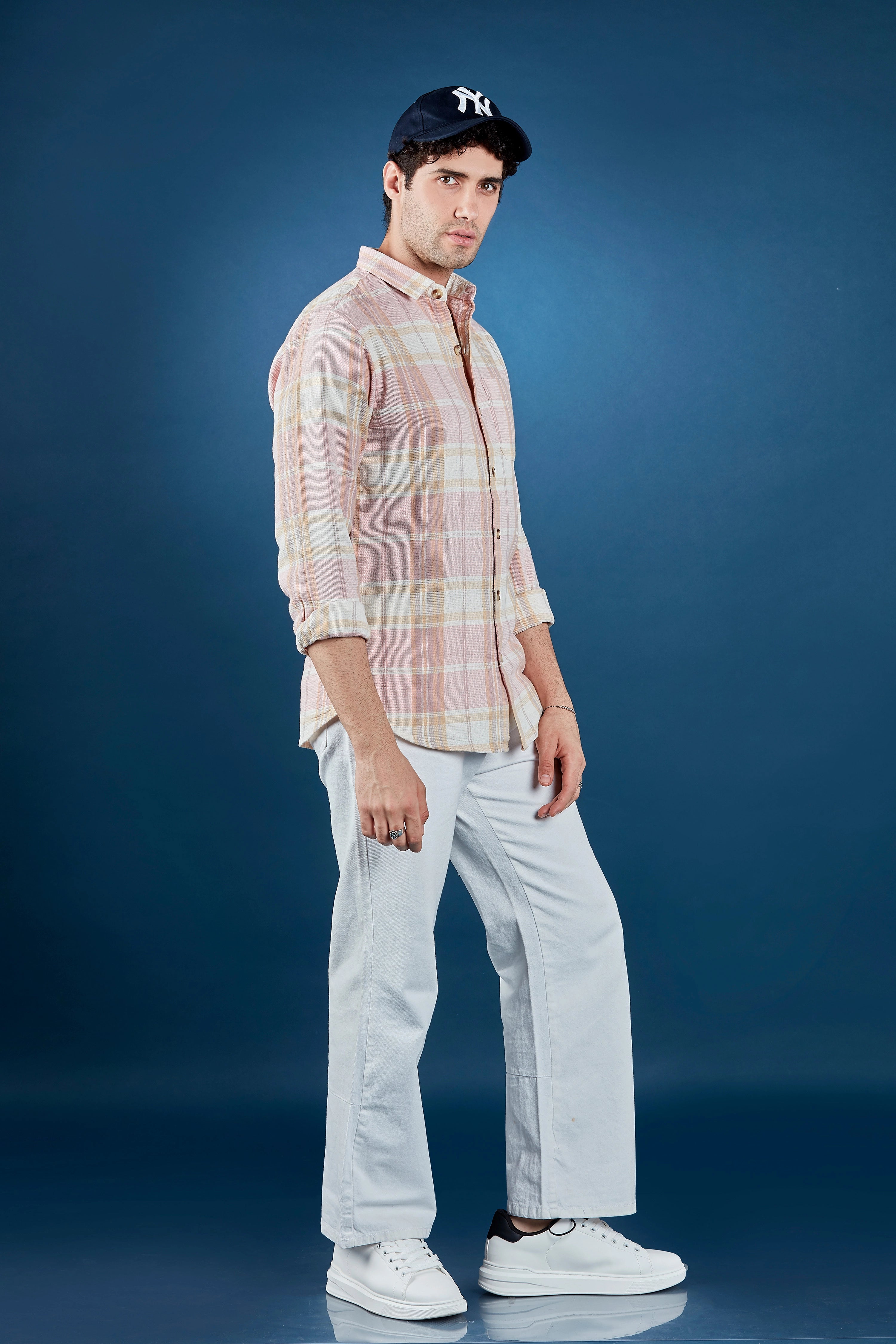 Salmon Sophisticate Casual Checkered