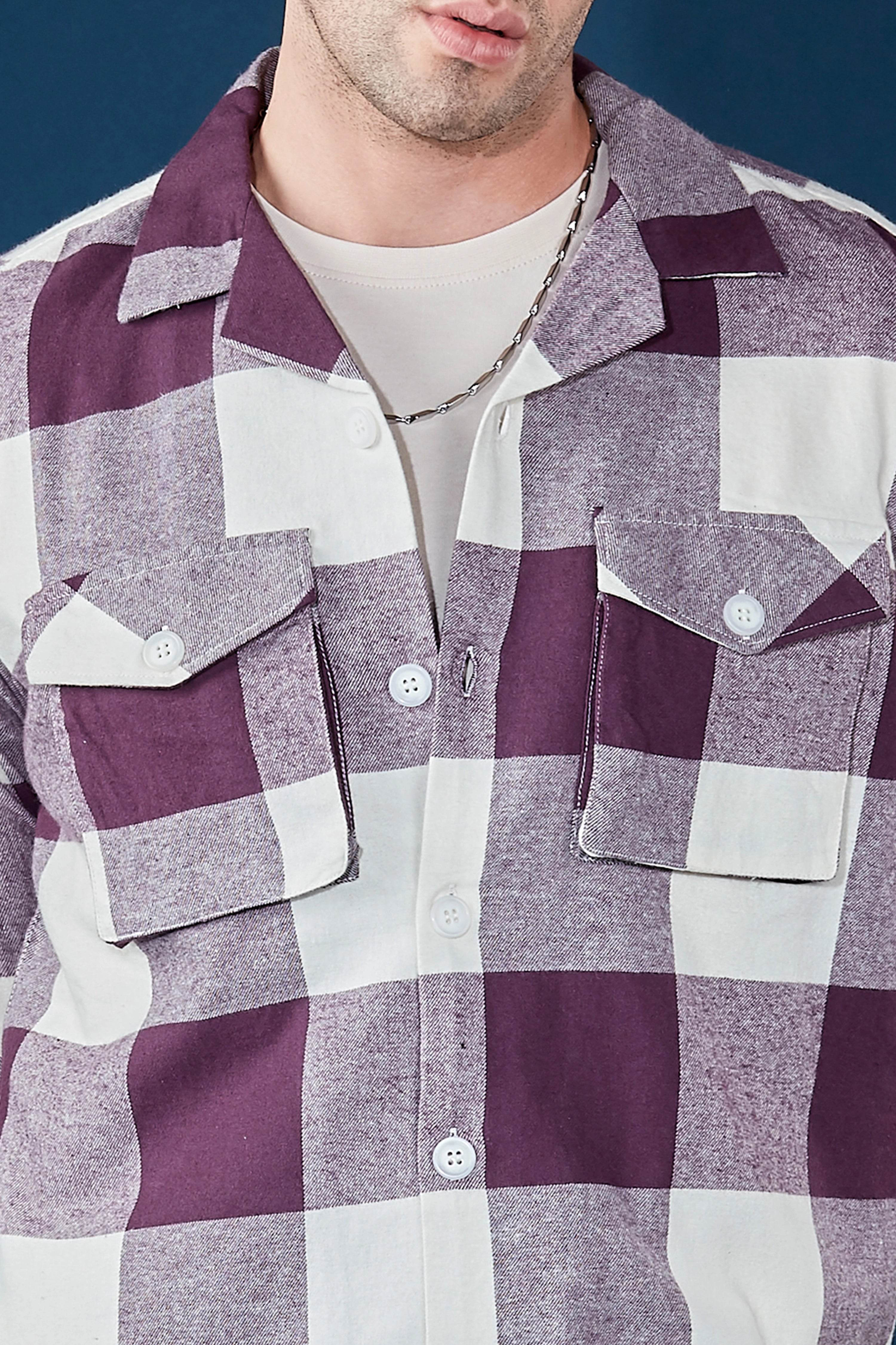 Aubergine Purple Flannel Overshirt