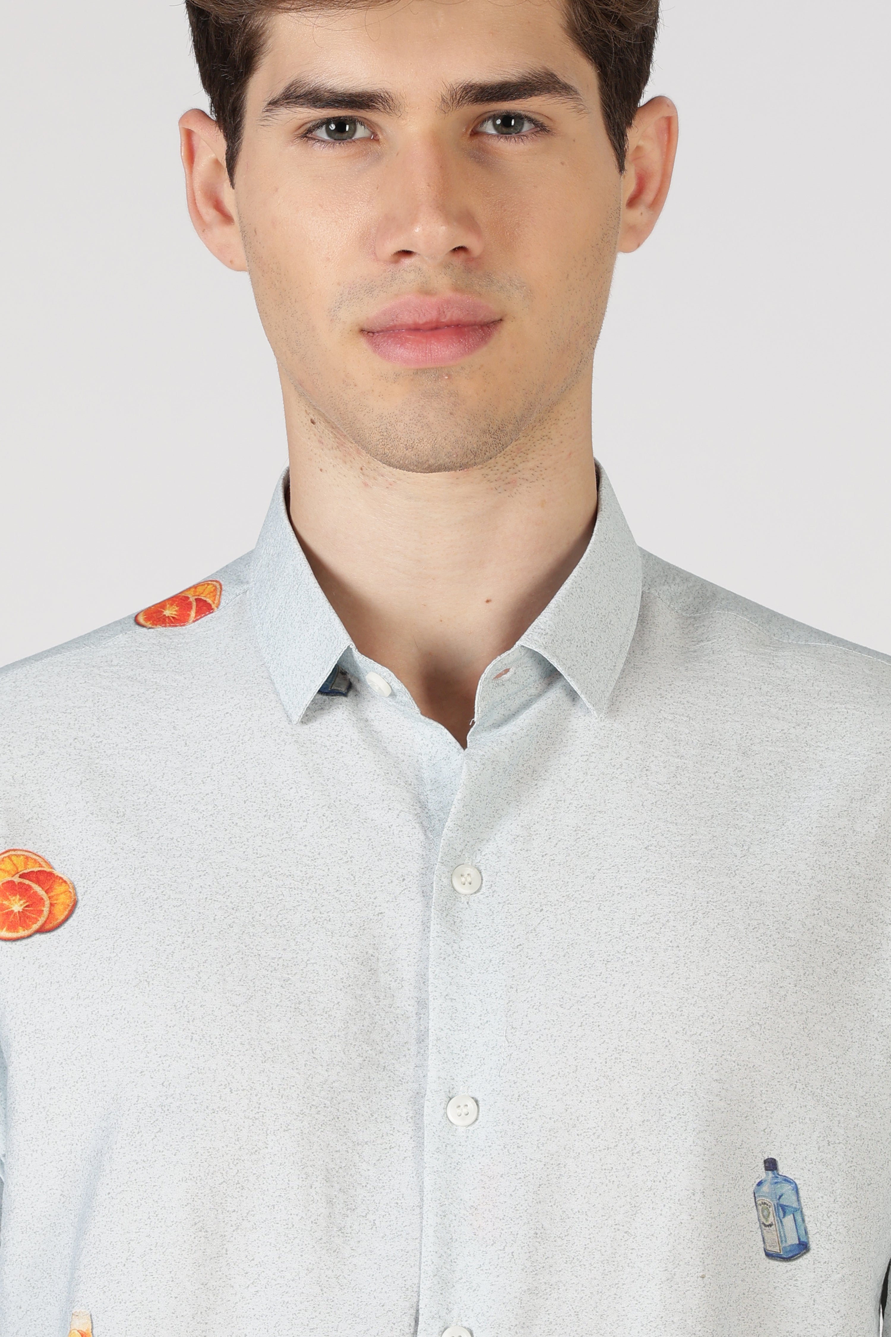 Aperitivo Cotton Regular Fit Ice Blue Printed Shirt
