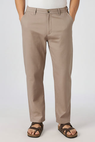 Stand at Ease 100% Cotton Straight Fit Beige Pant