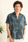 Founder's Fav Whale Cotton Regular Fit Blue Printed Shirt